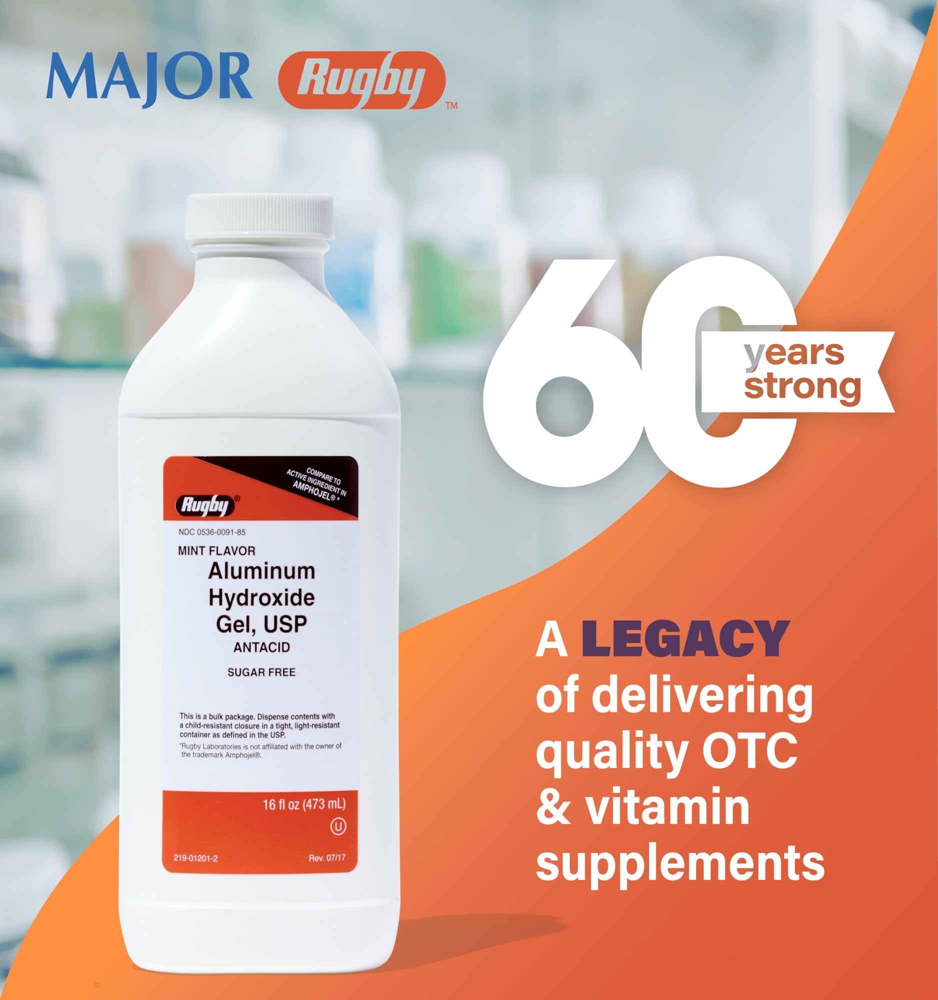 Foto 3 pulgar | Antiacid Liquid Rugby, 320 Mg, Gel De Hidróxido De Aluminio, 480 Ml - Venta Internacional.