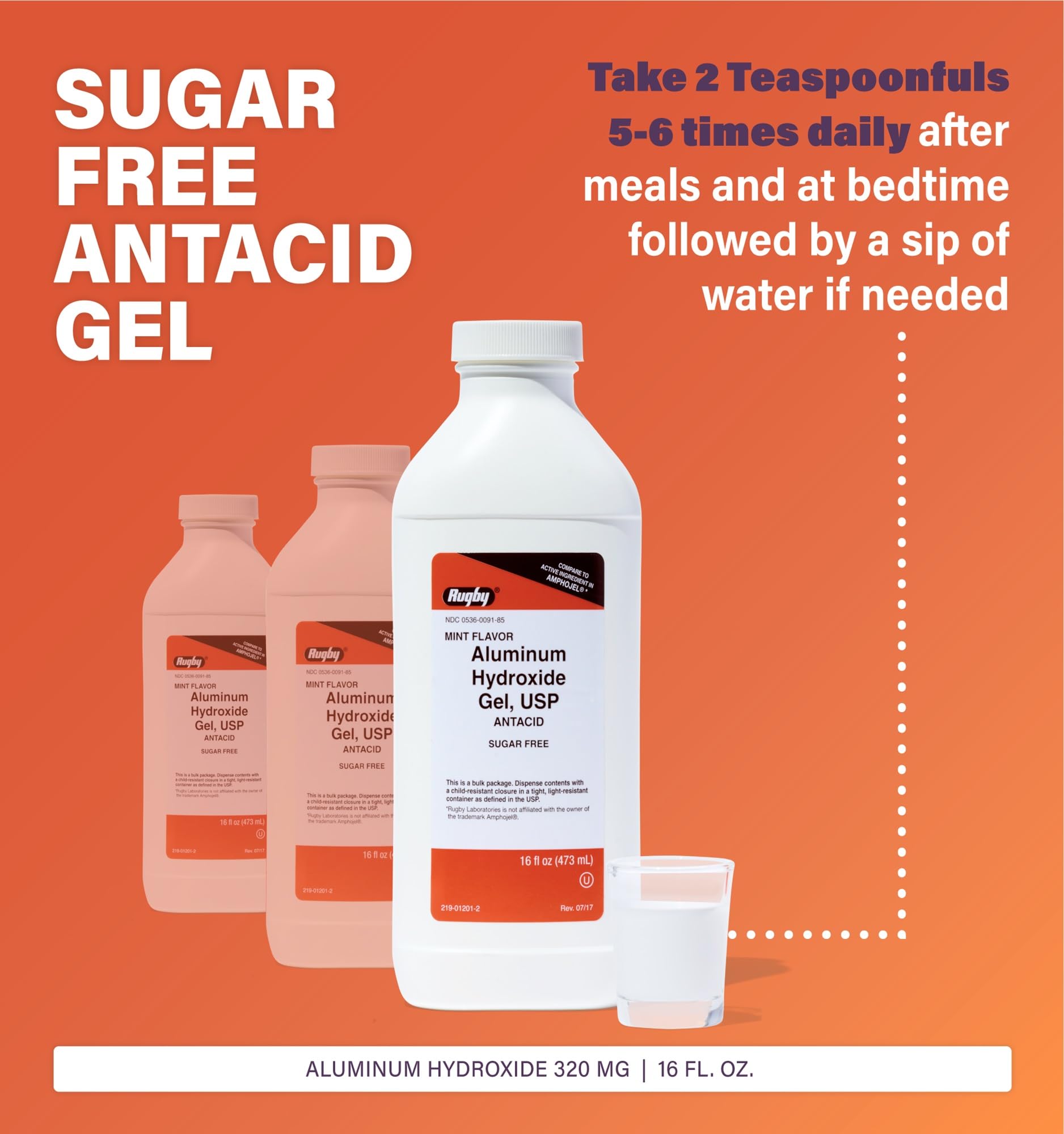 Foto 4 pulgar | Antiacid Liquid Rugby, 320 Mg, Gel De Hidróxido De Aluminio, 480 Ml - Venta Internacional.