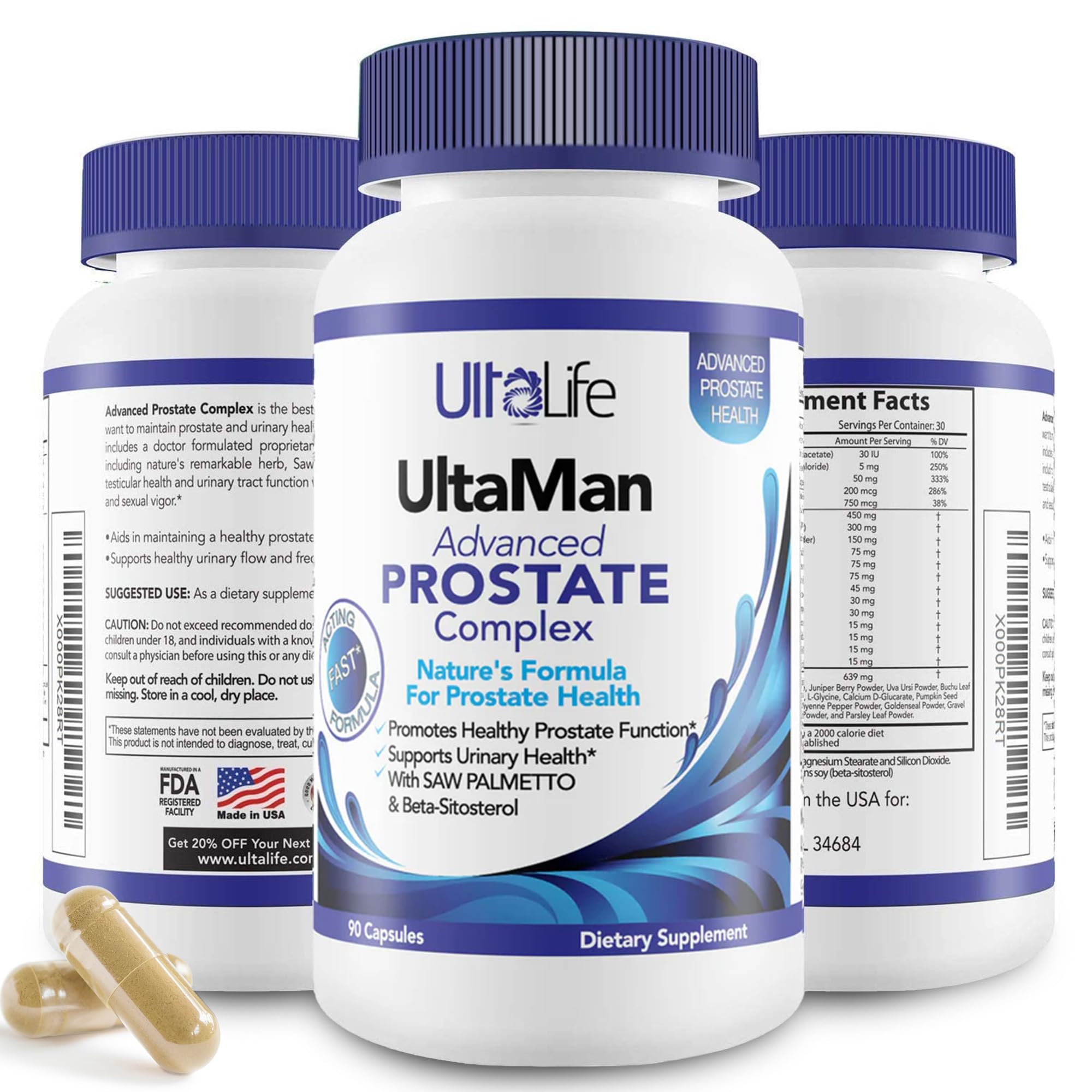 Suplemento Prostático Ultalife Advanced Saw Palmetto 90 Cápsulas - Venta Internacional.