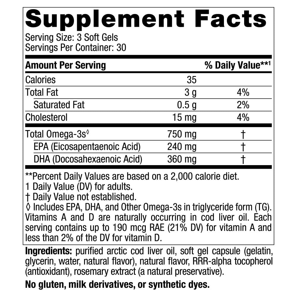 Foto 3 pulgar | Suplemento De Aceite De Hígado De Bacalao Ártico De Nordic Naturals, 90 Cápsulas Blandas - Venta Internacional.