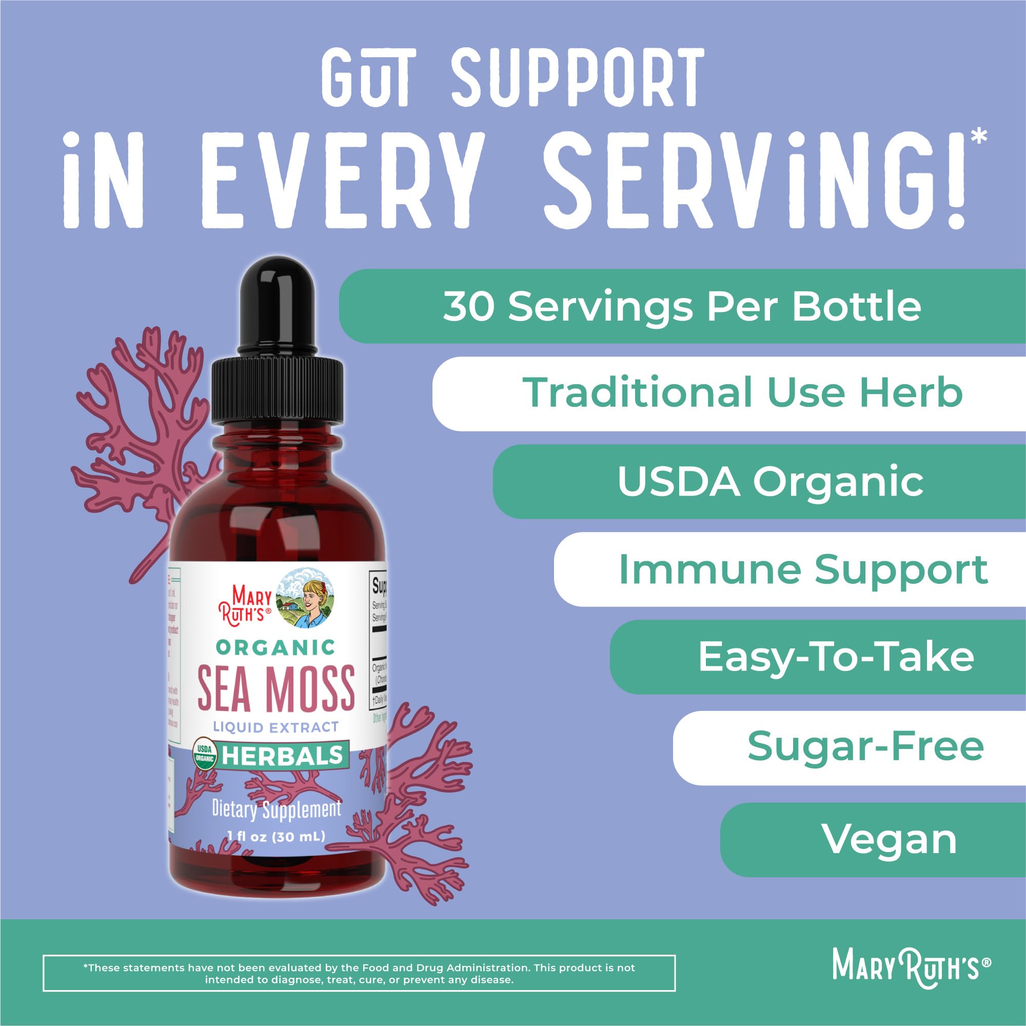 Foto 8 pulgar | Suplemento Maryruth's Irish Sea Moss Liquid, 30 Ml, Vegano - Venta Internacional.