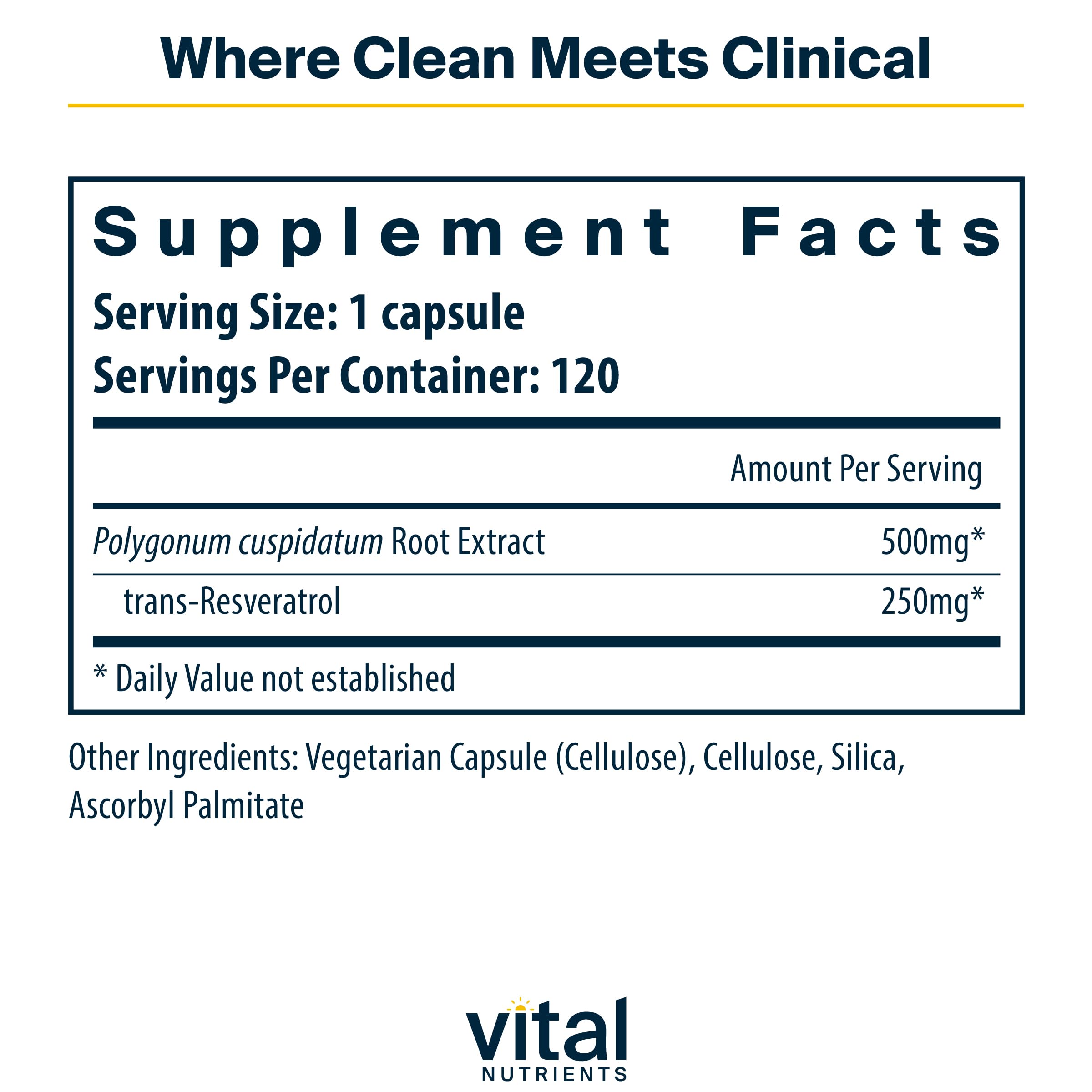 Foto 3 pulgar | Suplemento Vital Nutrients Resveratrol 250 Mg 120 Cápsulas - Venta Internacional.
