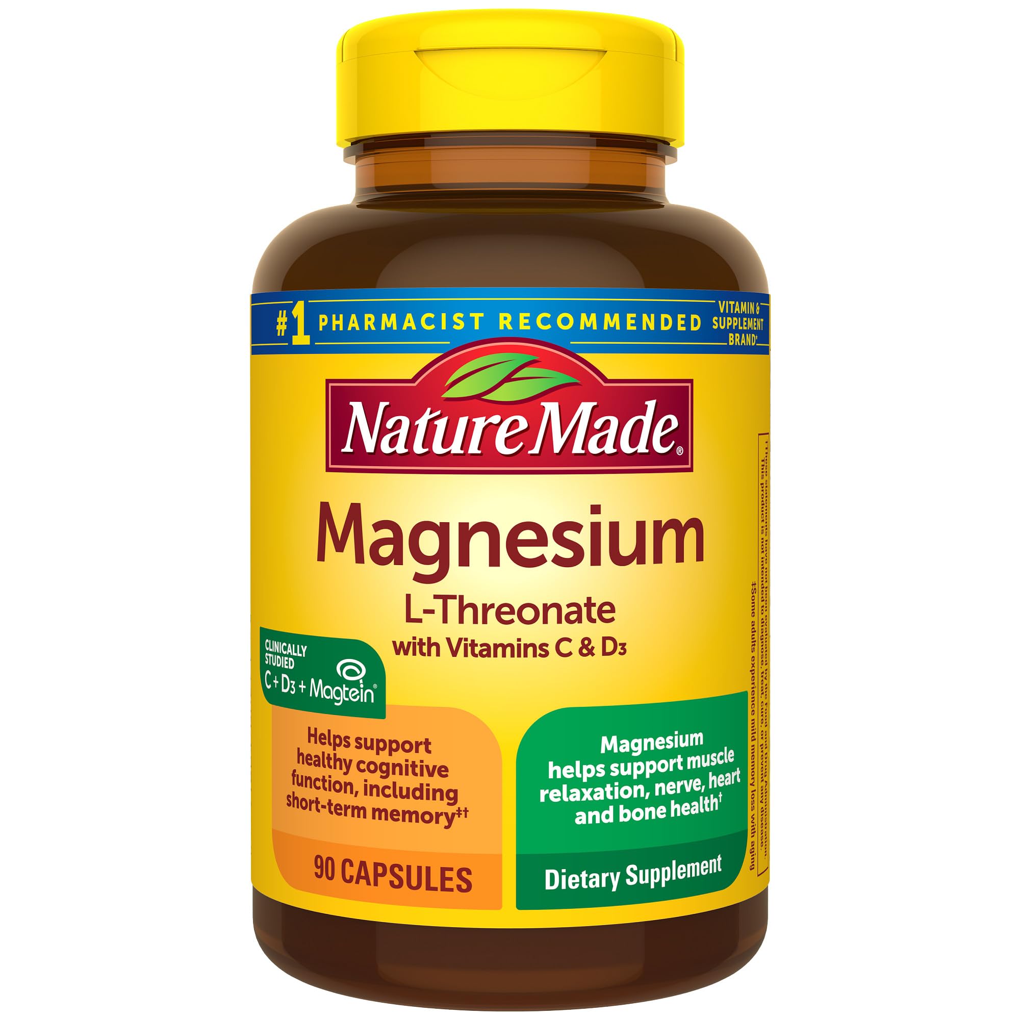 Foto 1 | Suplemento de L-treonato Magnesio Nature Made 90 Cápsulas - Venta Internacional