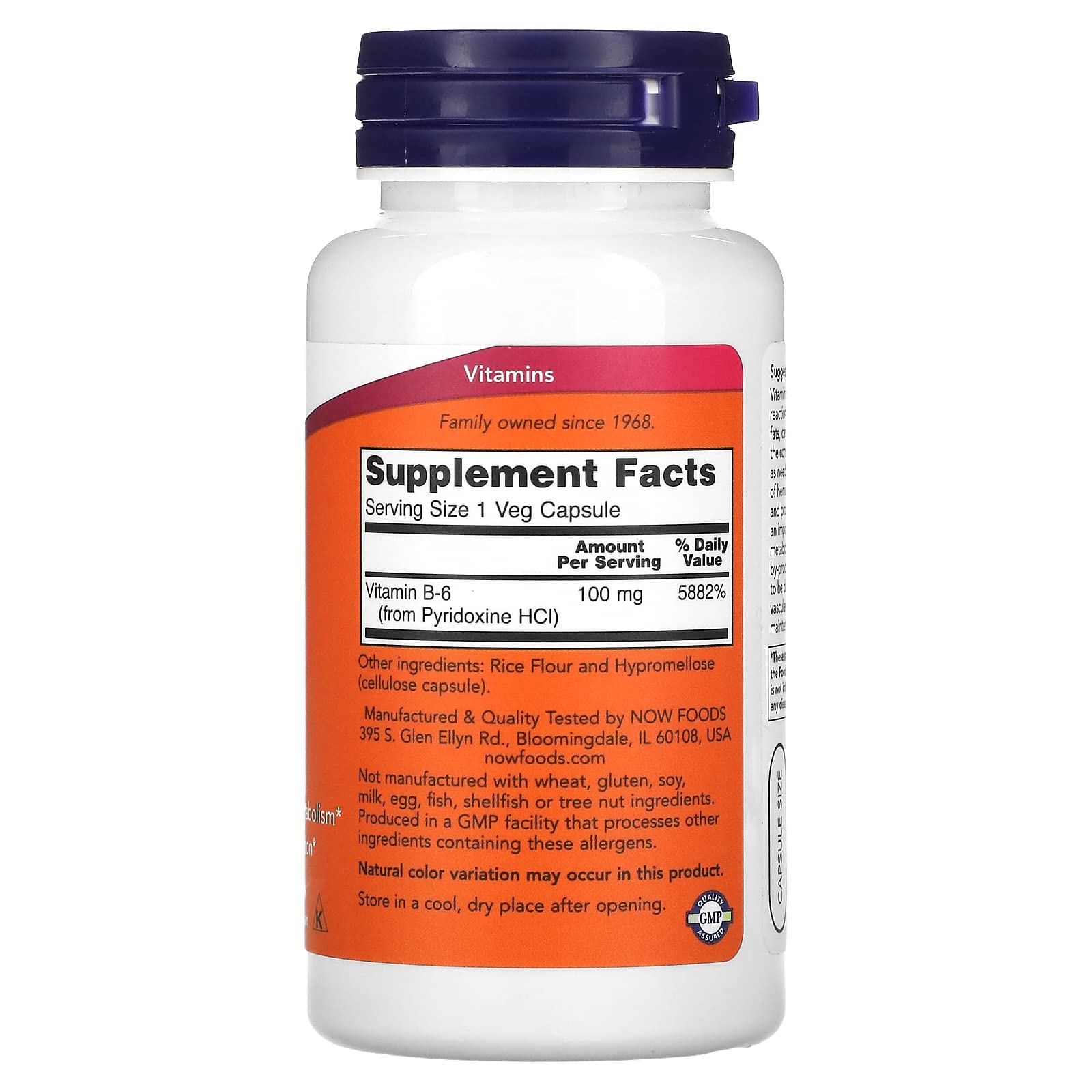 Foto 3 pulgar | Suplemento Now Foods B-6 100 Mg 100 Cápsulas - Venta Internacional.