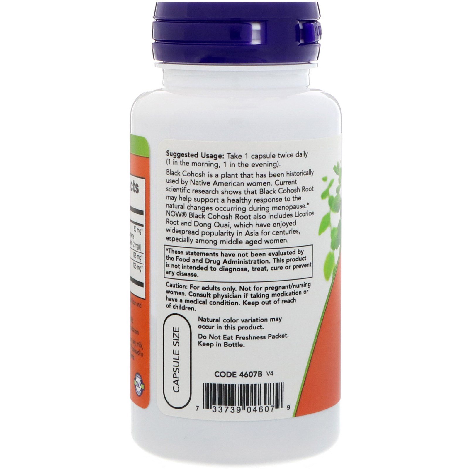 Foto 4 pulgar | Supplement Now Foods Black Cohosh 80 Mg, Ayuda A La Menopausia - Venta Internacional.