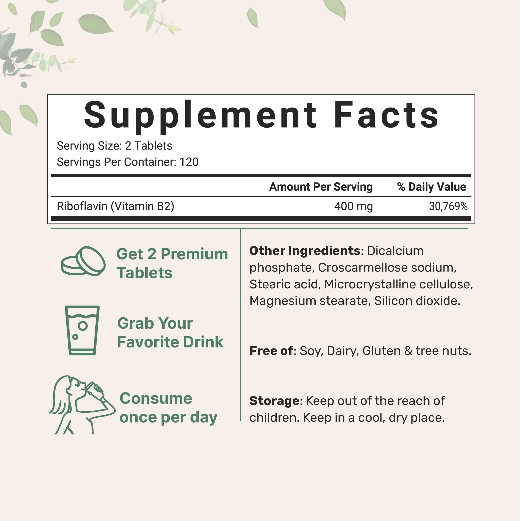 Foto 2 | Suplemento Micro Ingredients Vitamina B2 de 240 Tabletas-Venta Internacional