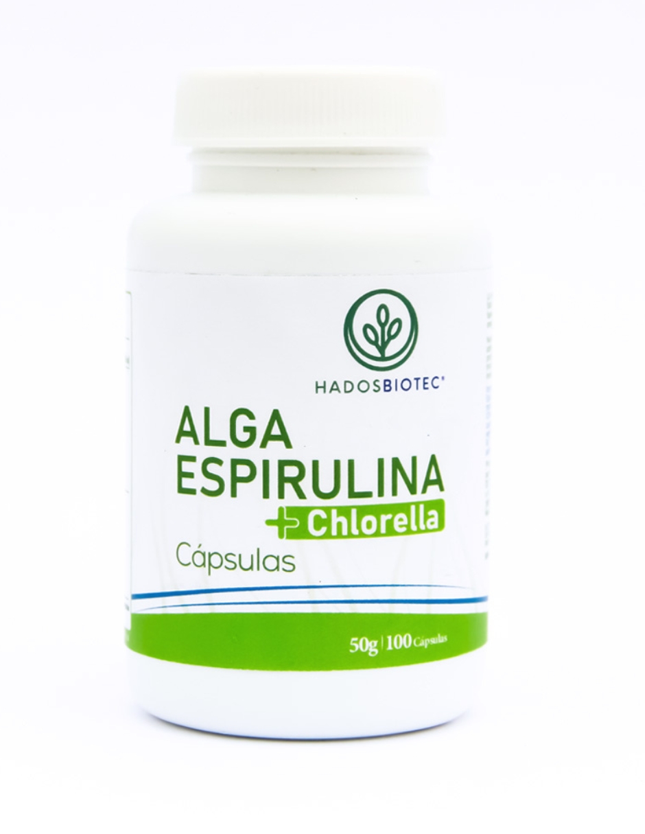 Foto 2 pulgar | Alga Espirulina + Chlorella Cápsulas Hadosbiotec 100 Cápsulas 50 Gr Ingredientes Naturales Sin Conservadores Ni Aditiv