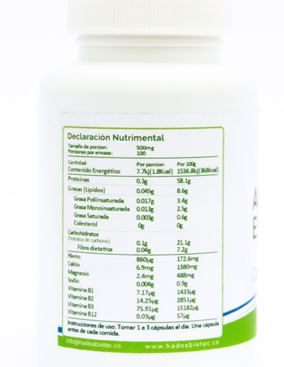 Foto 5 pulgar | Alga Espirulina + Chlorella Cápsulas Hadosbiotec 100 Cápsulas 50 Gr Ingredientes Naturales Sin Conservadores Ni Aditiv