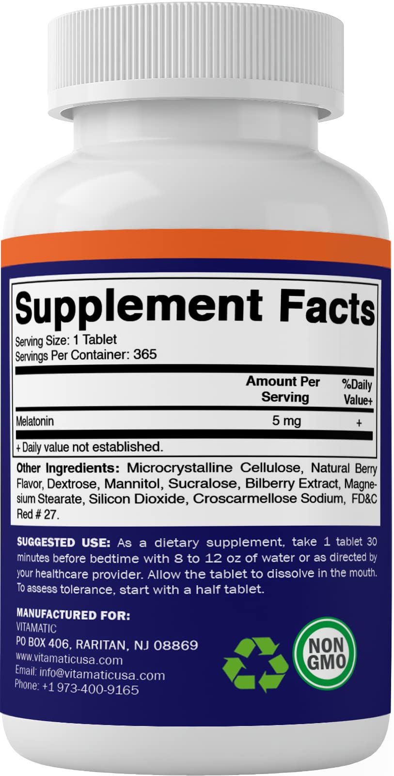 Foto 6 pulgar | Suplemento Vitamatic de Melatonina 365 Tabletas-Venta Internacional
