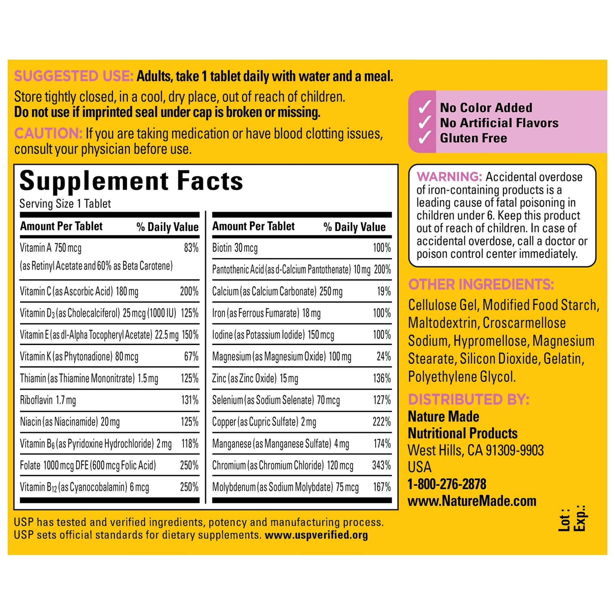 Foto 3 pulgar | Multivitamínico Nature Made 90 Tabletas - Venta Internacional