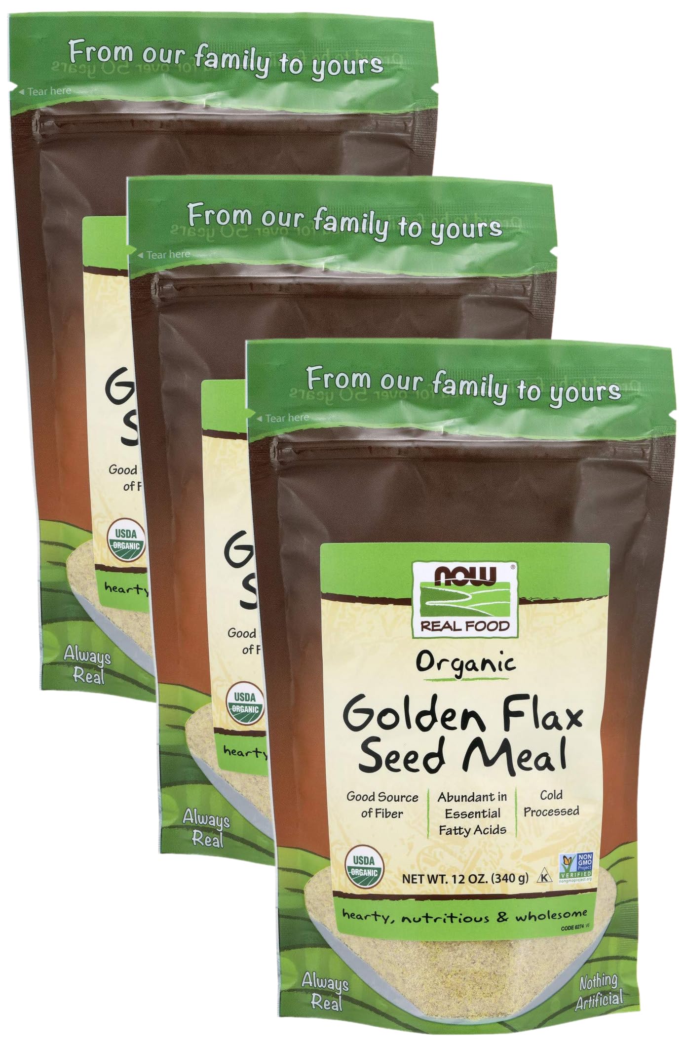 Foto 1 | Harina De Semillas De Lino Now Foods Organic Golden, 340 G (paquete De 3) - Venta Internacional.