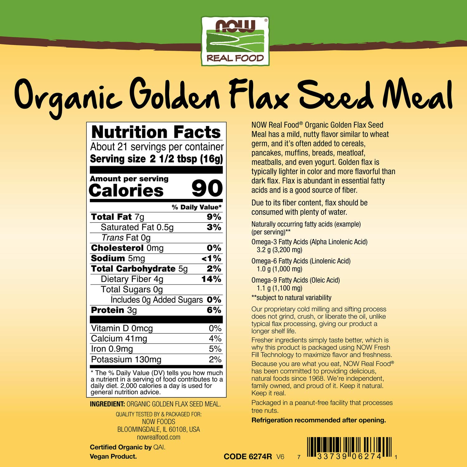 Foto 2 | Harina De Semillas De Lino Now Foods Organic Golden, 340 G (paquete De 3) - Venta Internacional.