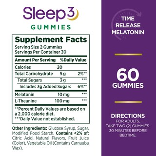Foto 2 | Gomitas Sleep Aid Nature's Bounty Sleep3 de Melatonina 10 mg - Venta Internacional