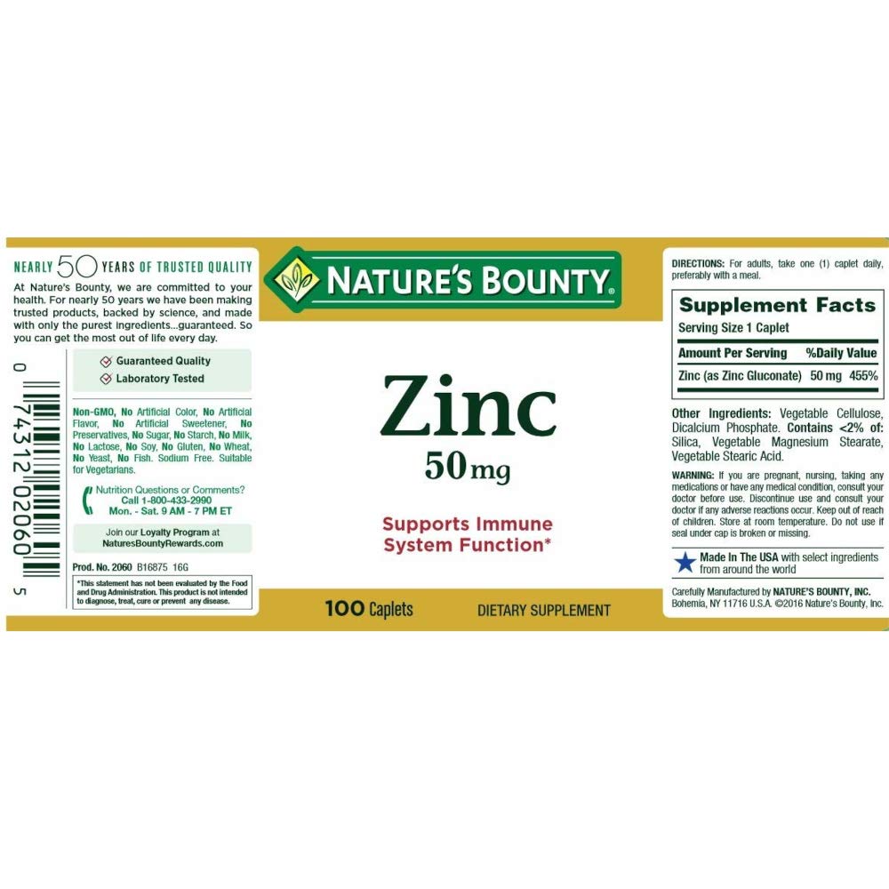 Foto 5 pulgar | Suplemento Nature's Bounty Zinc 6 Piezas-Venta Internacional