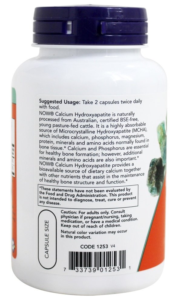 Foto 3 | Suplemento De Calcio Now Foods Hidroxiapatita De Calcio 120 Cápsulas - Venta Internacional.
