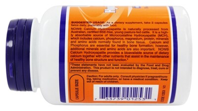 Foto 4 | Suplemento De Calcio Now Foods Hidroxiapatita De Calcio 120 Cápsulas - Venta Internacional.
