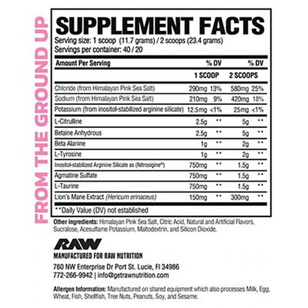 Foto 2 | Suplemento Pre-Entrenamiento RAW PUMP NON STIM sin Estimulantes 40 Servicios