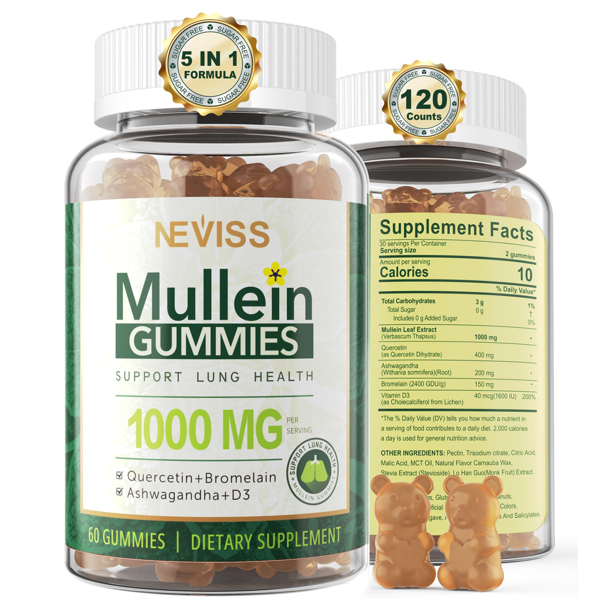 Foto 1 | Suplemento De Extracto De Hoja De Gordolobo Neviss, 1000 Mg, Paquete De 2 Gomitas - Venta Internacional.