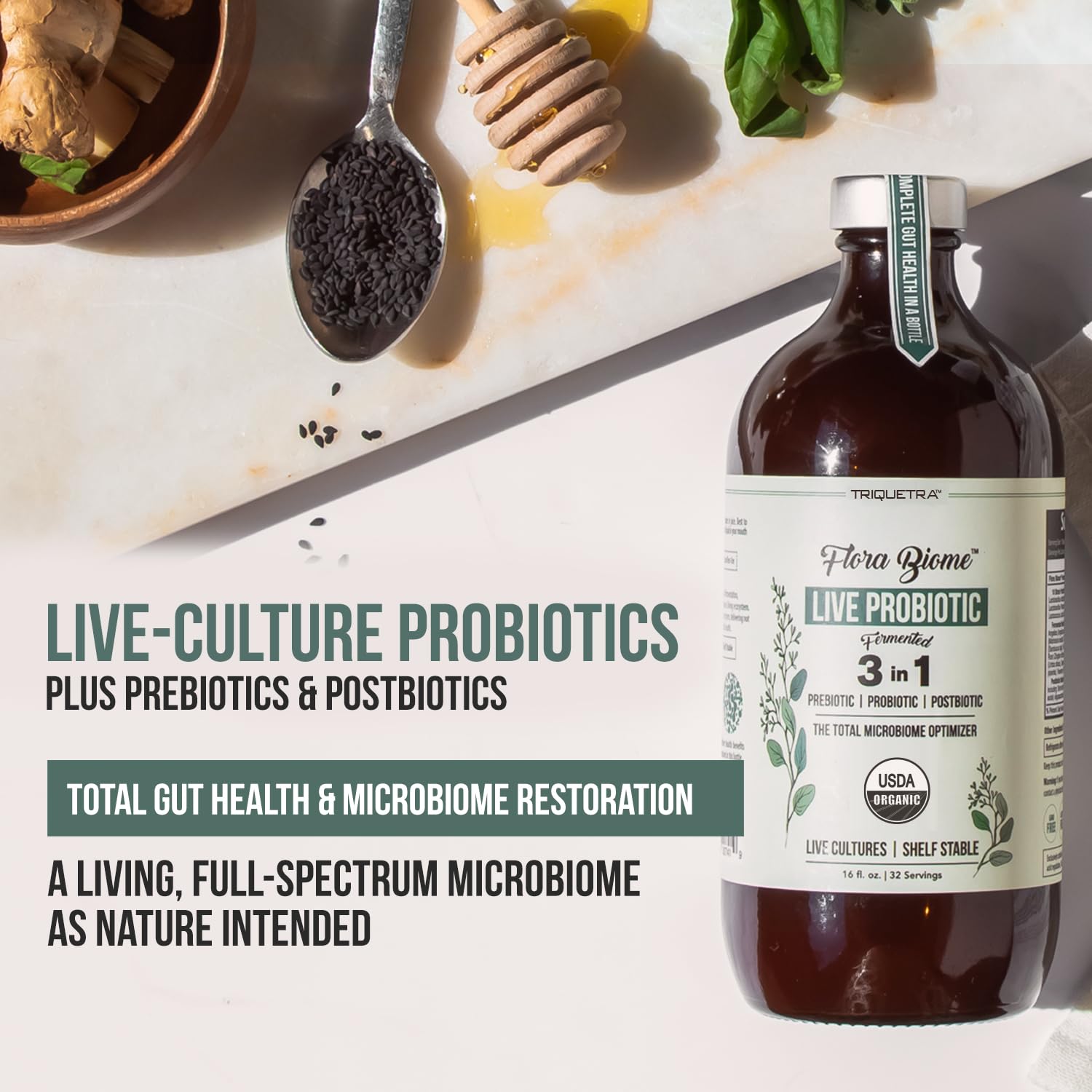 Foto 2 | Suplemento Probiótico Triquetra Health Flora Biome Live 473ml - Venta Internacional.