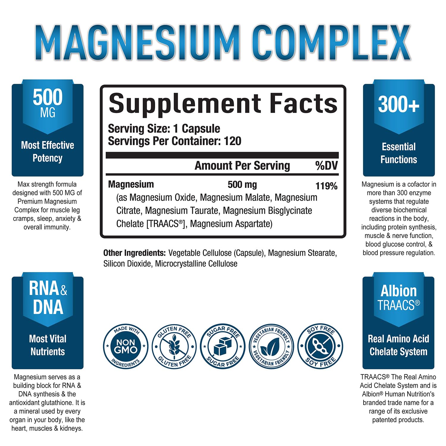 Foto 3 pulgar | Suplemento De Complejo De Magnesio Purely Optimal 500 Mg 120 Cápsulas - Venta Internacional.