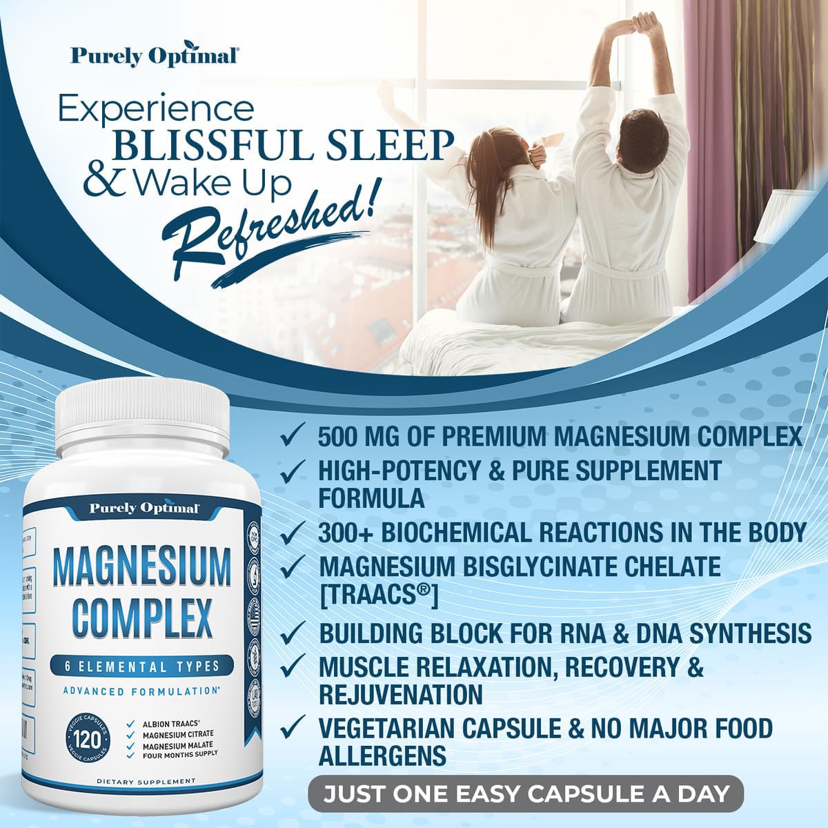 Foto 5 pulgar | Suplemento De Complejo De Magnesio Purely Optimal 500 Mg 120 Cápsulas - Venta Internacional.