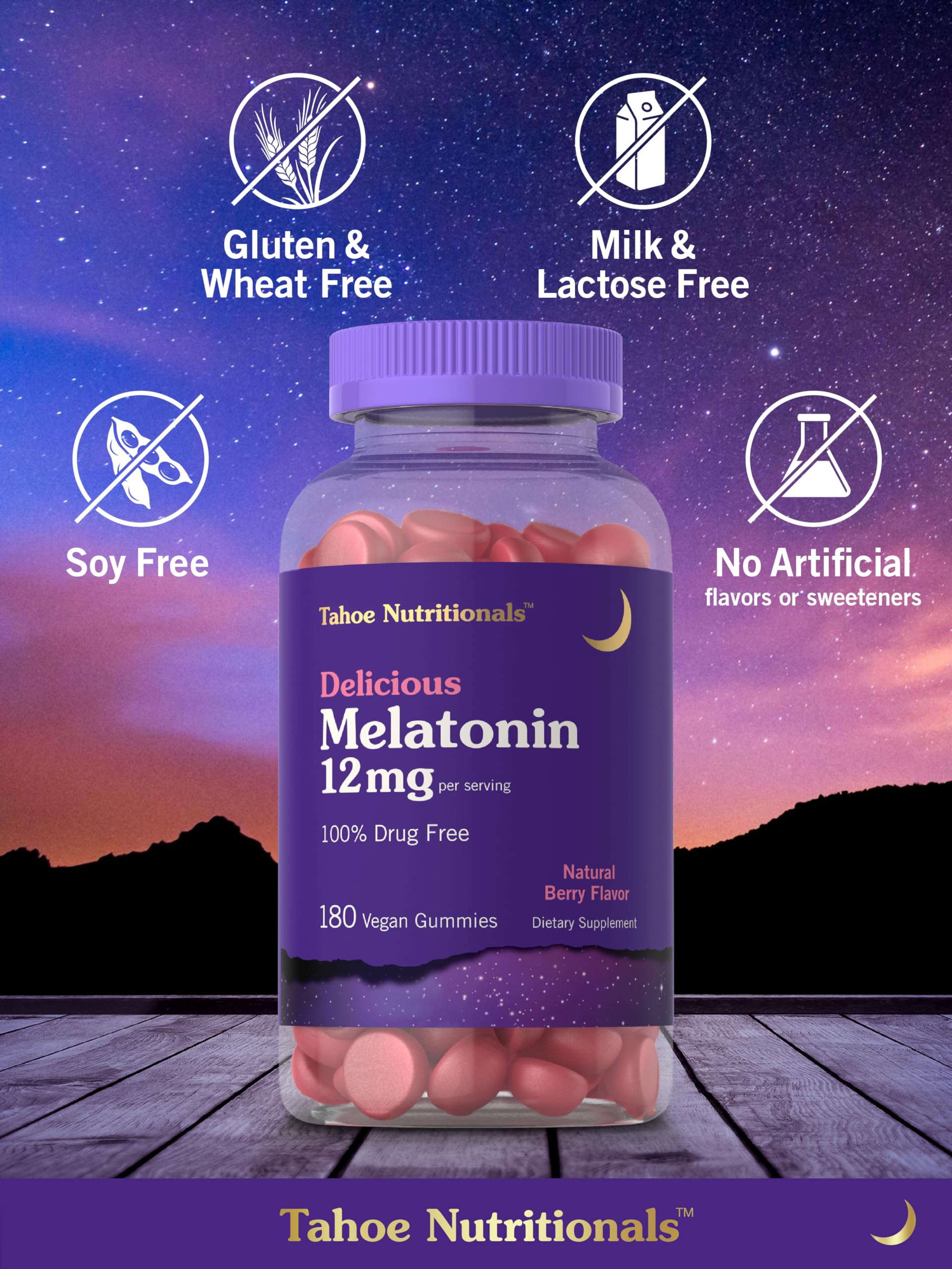 Foto 5 | Gomitas De Melatonina Tahoe Nutritionals, 12 Mg, 180 Unidades, Veganas - Venta Internacional.