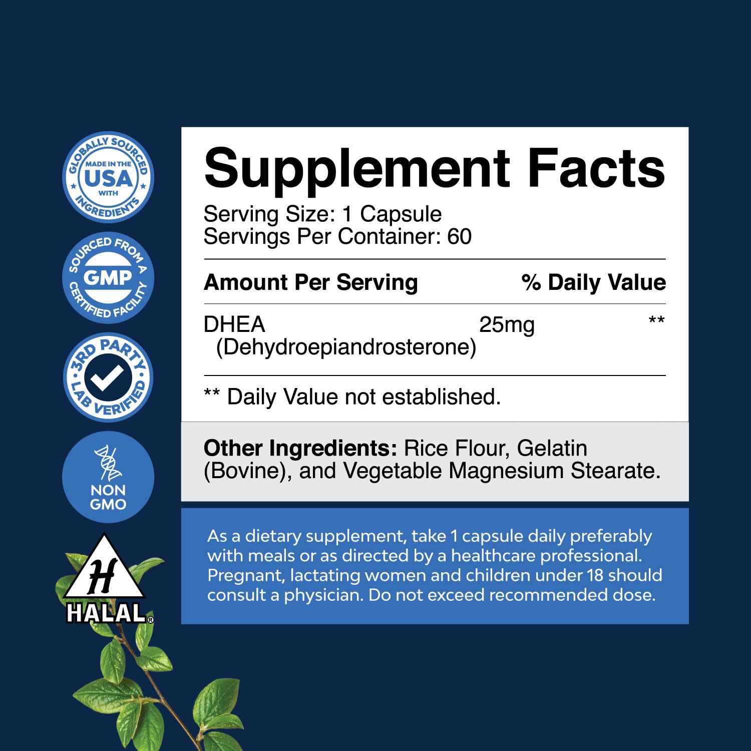 Foto 3 pulgar | Supplement Natures Craft Dhea, Cápsulas De 25 Mg, Suministro Para 2 Meses - Venta Internacional.