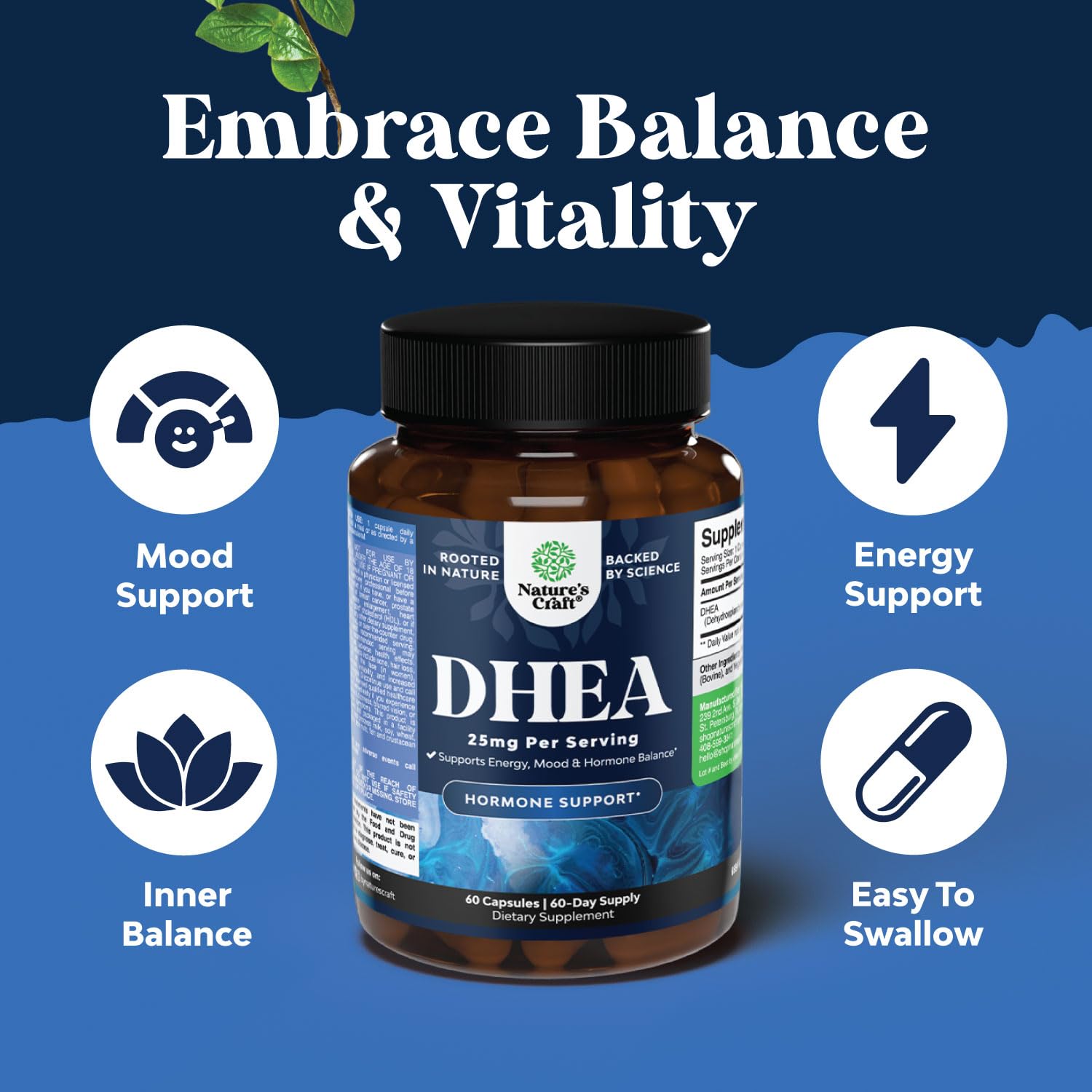 Foto 4 pulgar | Supplement Natures Craft Dhea, Cápsulas De 25 Mg, Suministro Para 2 Meses - Venta Internacional.