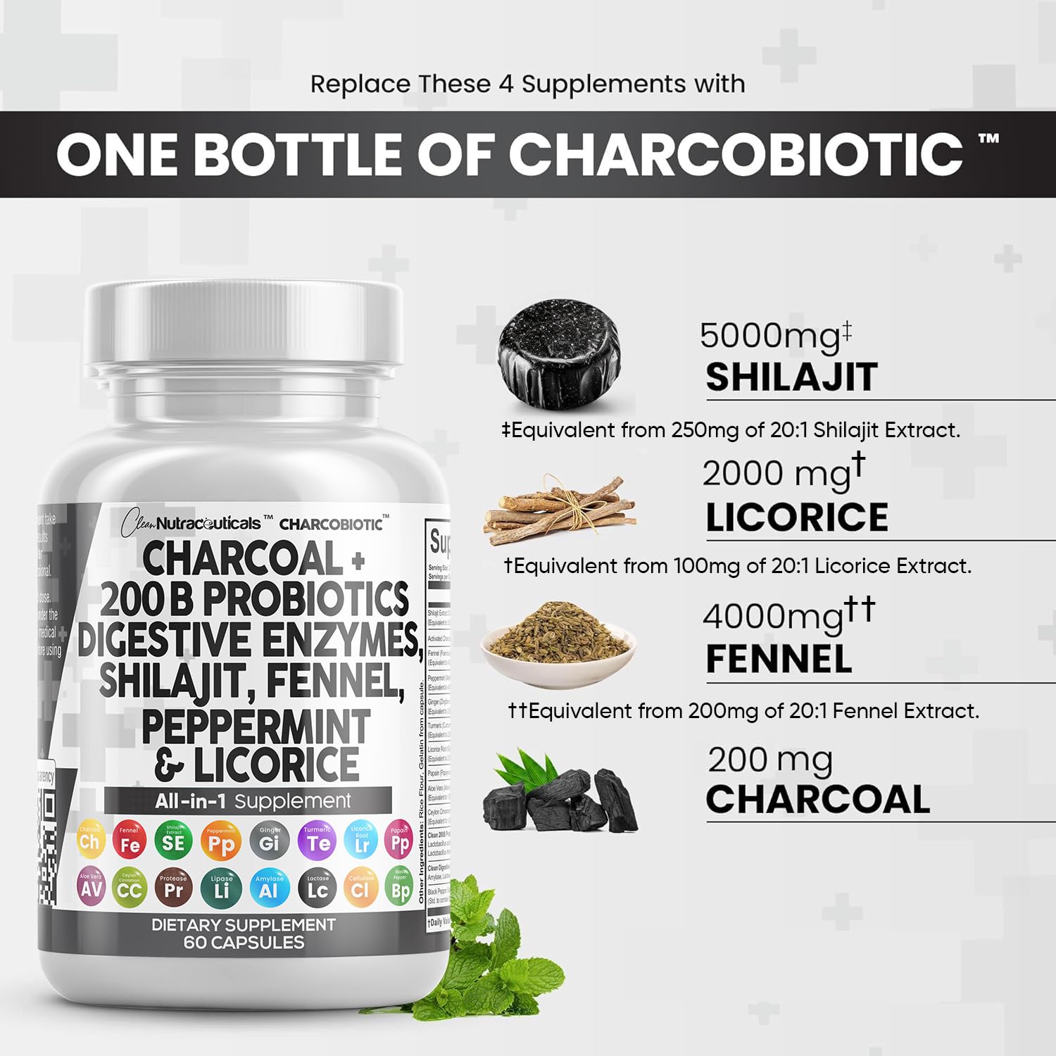 Foto 4 pulgar | Suplemento Clean Nutraceuticals Carbón Activado de 60 Tabletas-Venta Internacional