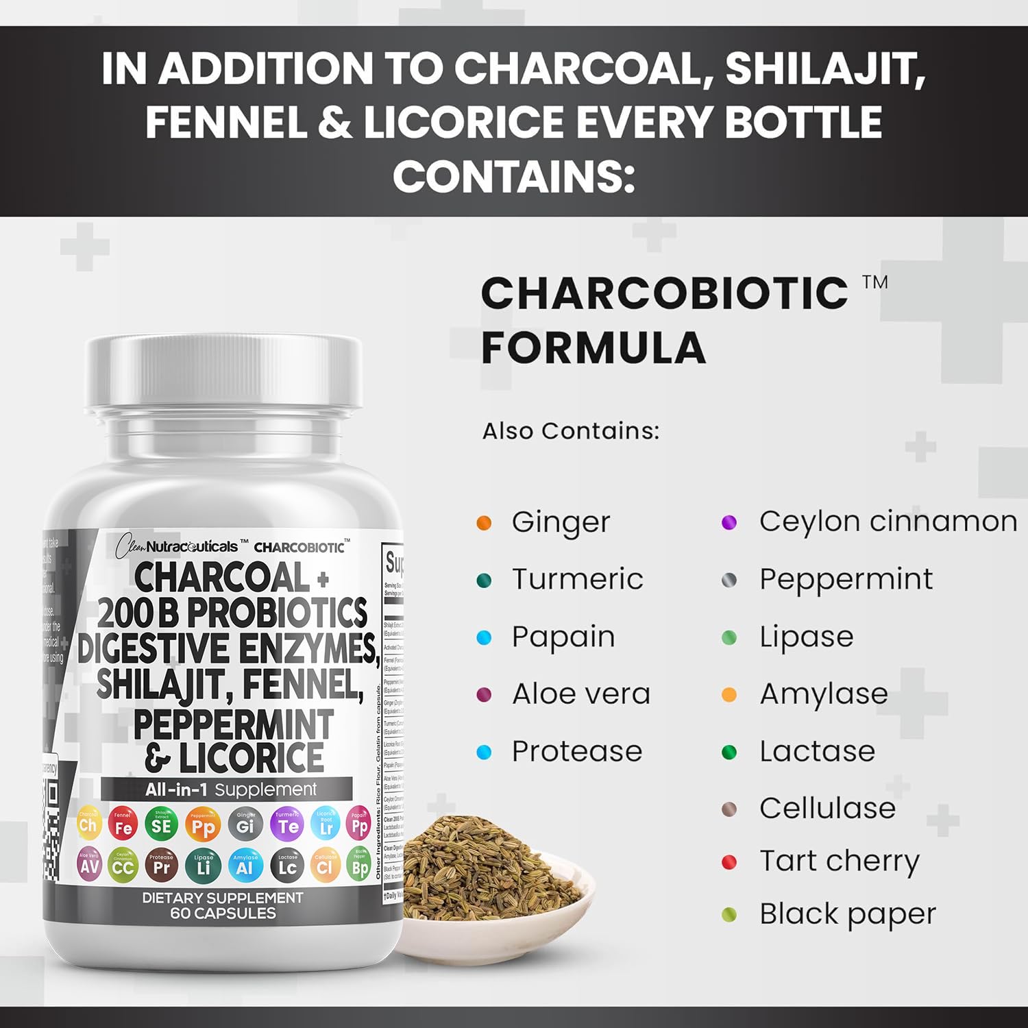 Foto 6 pulgar | Suplemento Clean Nutraceuticals Carbón Activado de 60 Tabletas-Venta Internacional