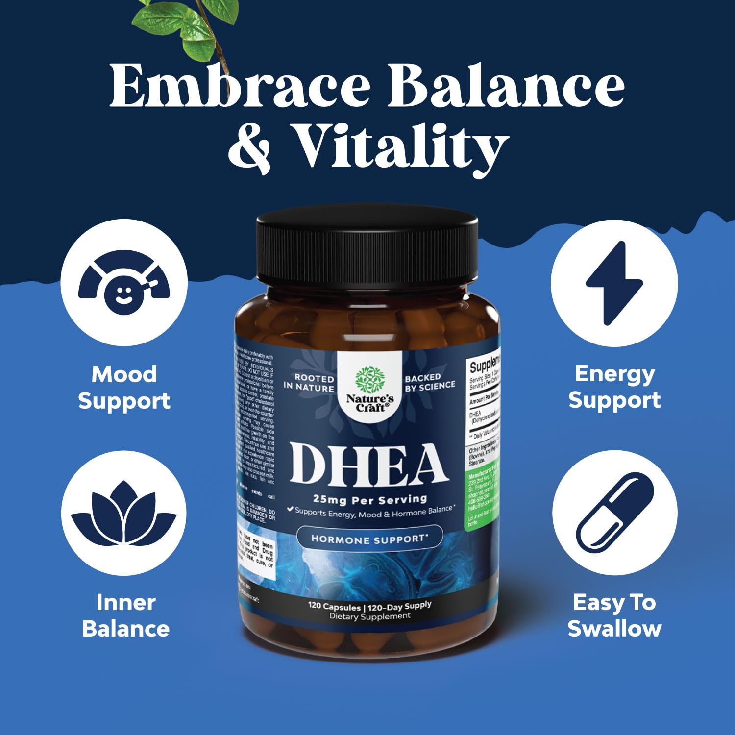 Foto 4 pulgar | Supplement Natures Craft Dhea, Cápsula De 25 Mg Para Mujeres Y Hombres - Venta Internacional.