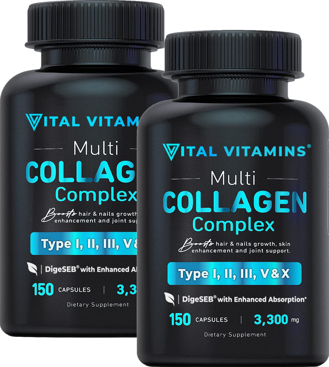 Foto 2 pulgar | Suplemento Vital Vitamins De Colágeno Tipo I, Ii, Iii, V, X, 300 Cápsulas - Venta Internacional.