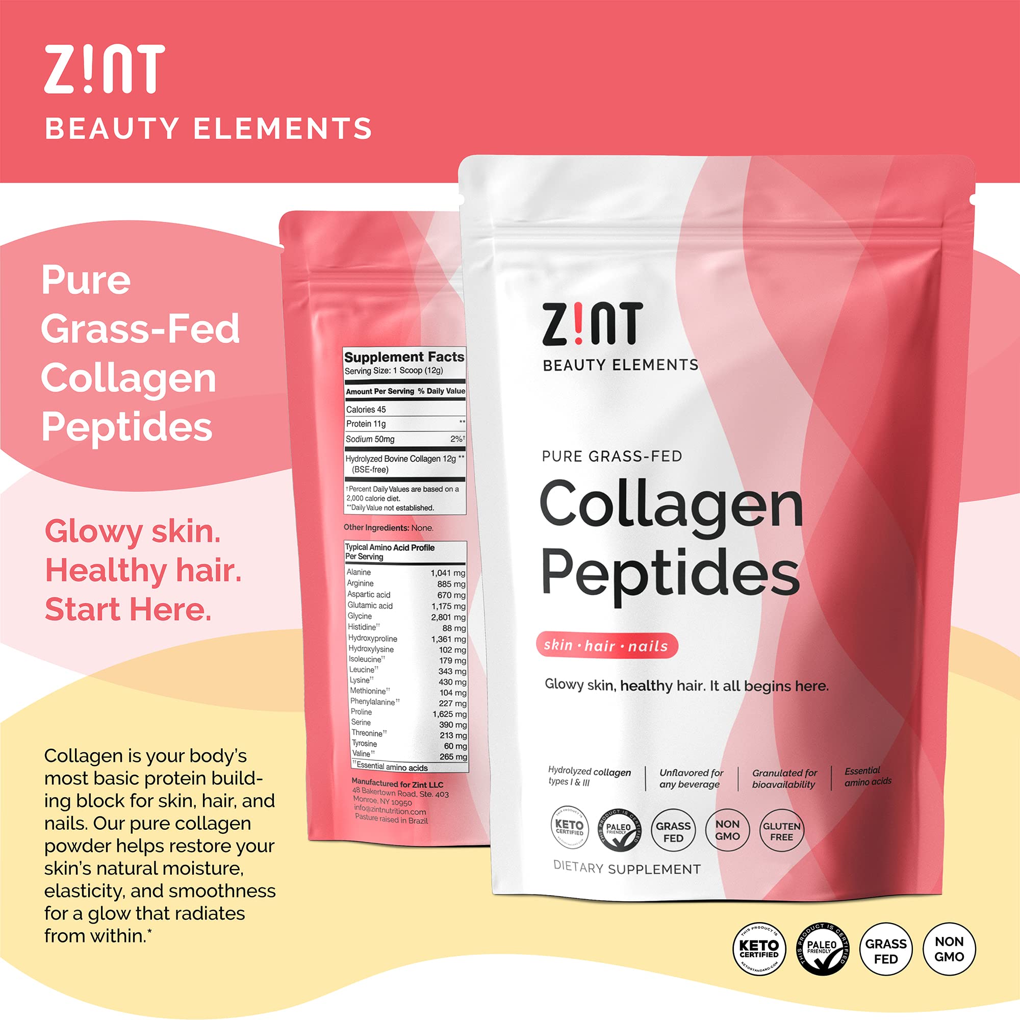 Foto 3 | Péptidos De Colágeno En Polvo Zint 946 Ml Paleo Keto Alimentados Con Pasto - Venta Internacional.