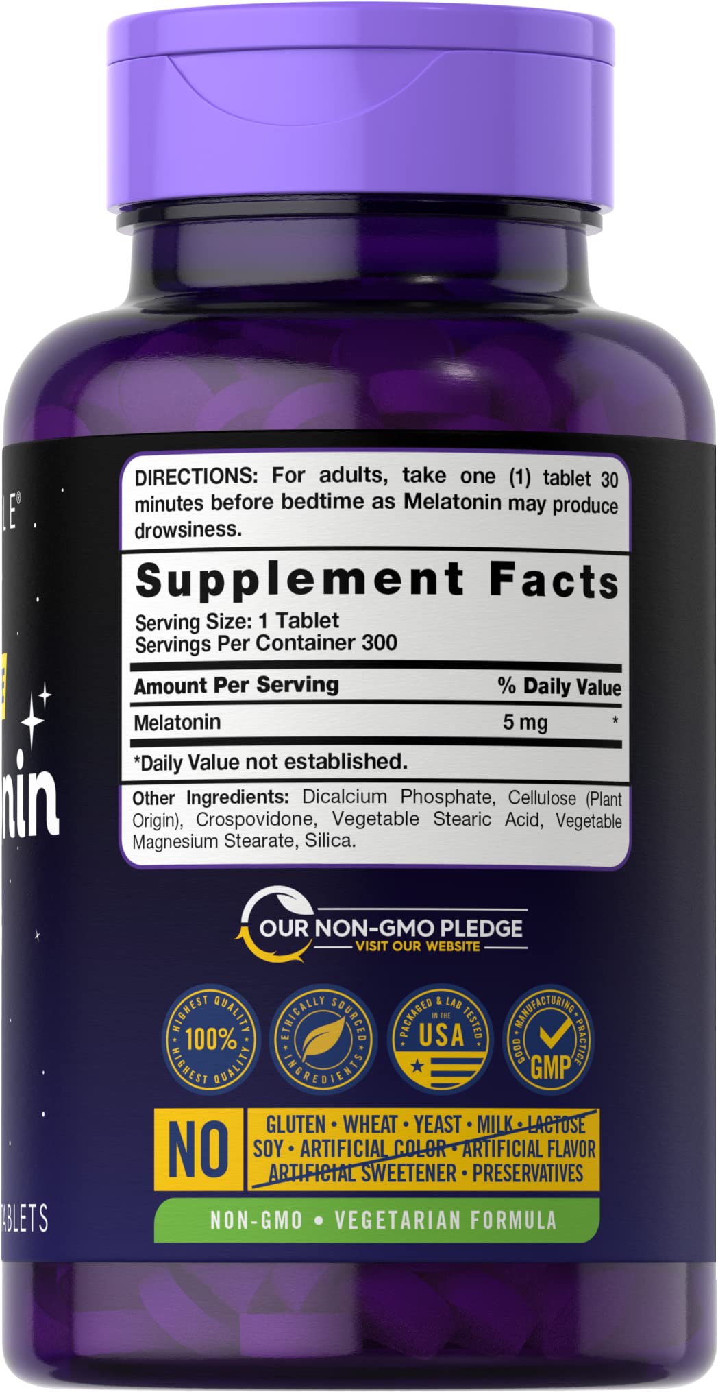 Foto 3 pulgar | Suplemento Carlyle Melatonin 5 Mg 300 Comprimidos Vegetariano - Venta Internacional.