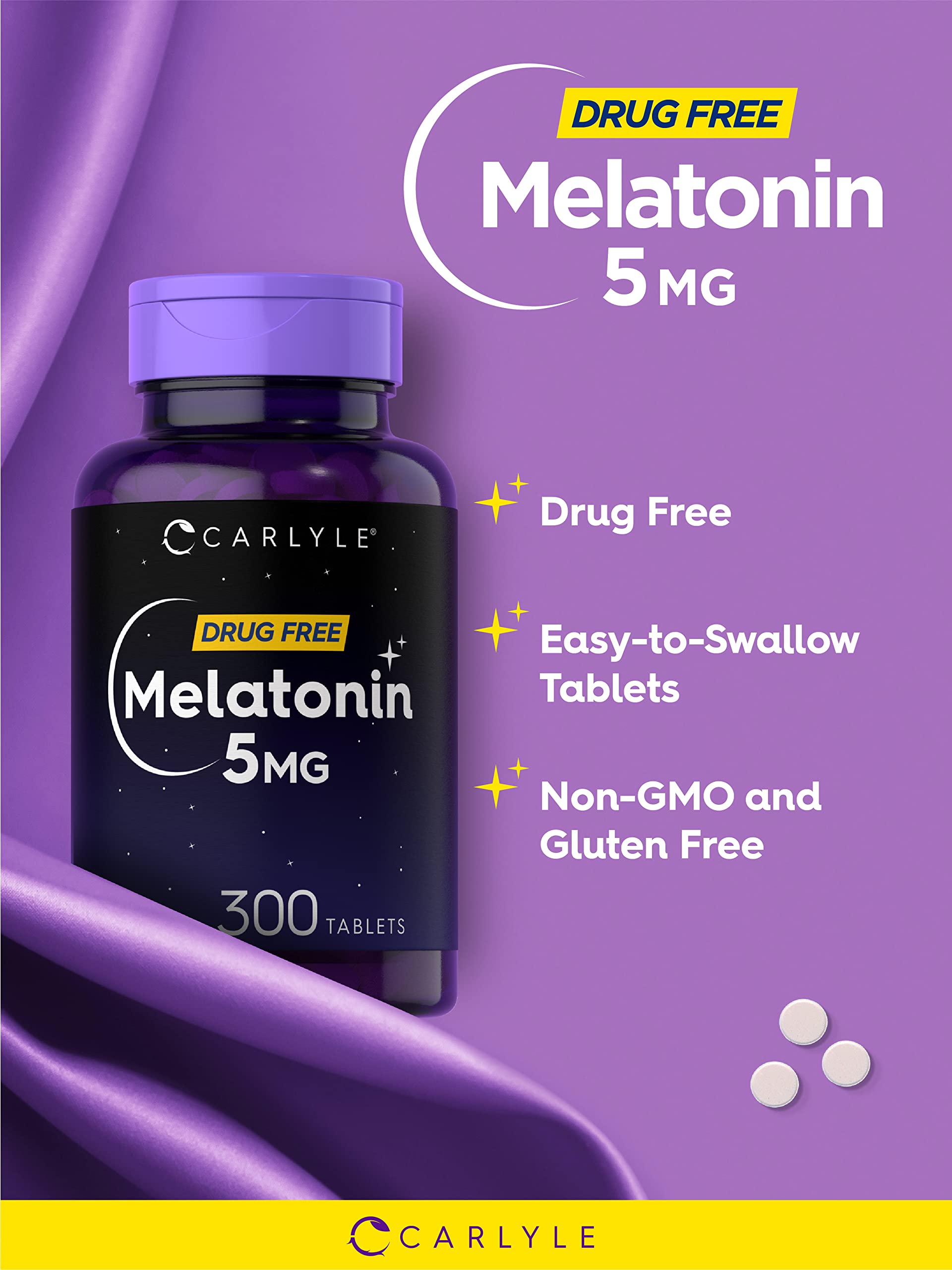 Foto 3 | Suplemento Carlyle Melatonin 5 Mg 300 Comprimidos Vegetariano - Venta Internacional.