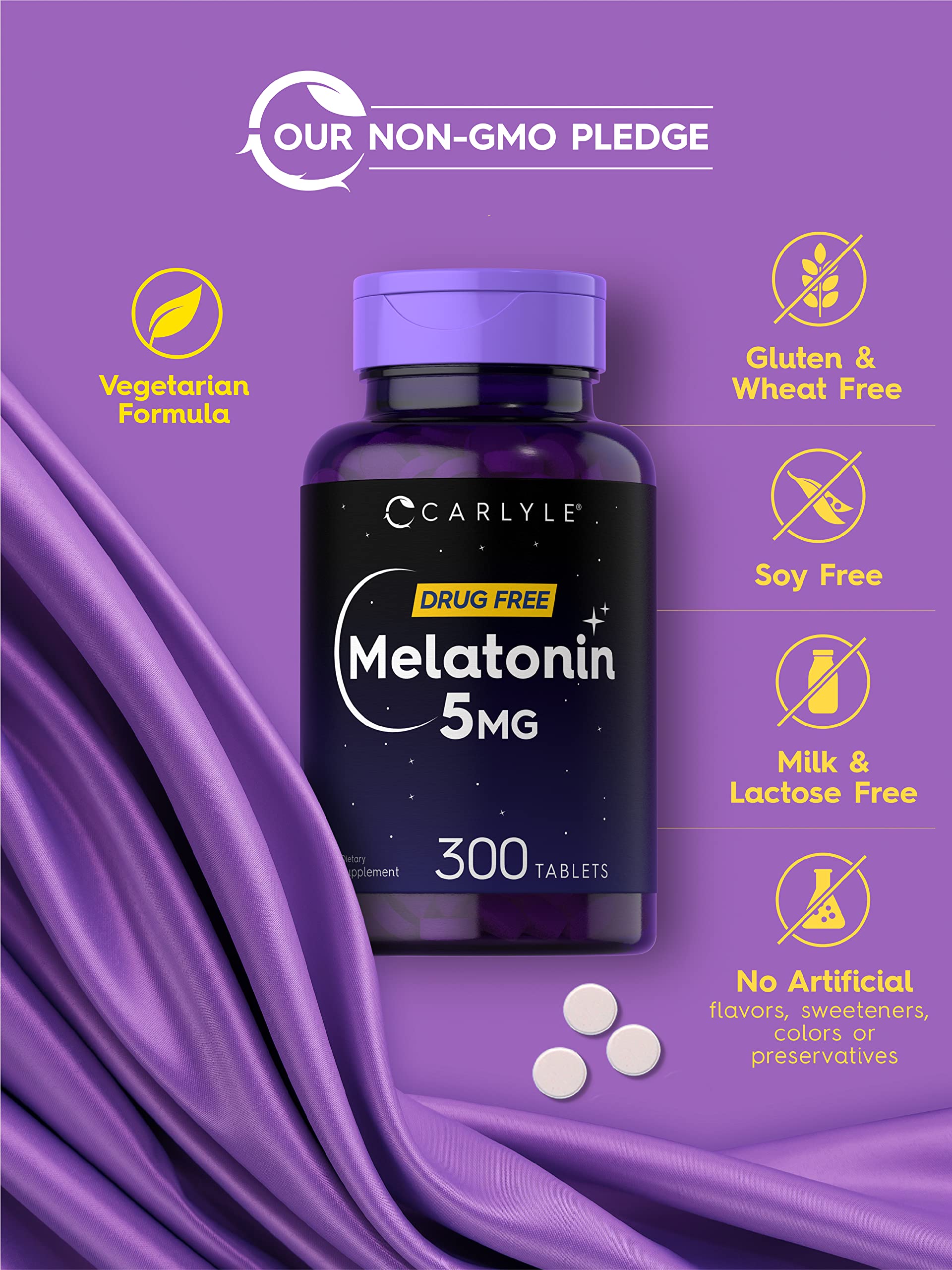 Foto 5 pulgar | Suplemento Carlyle Melatonin 5 Mg 300 Comprimidos Vegetariano - Venta Internacional.