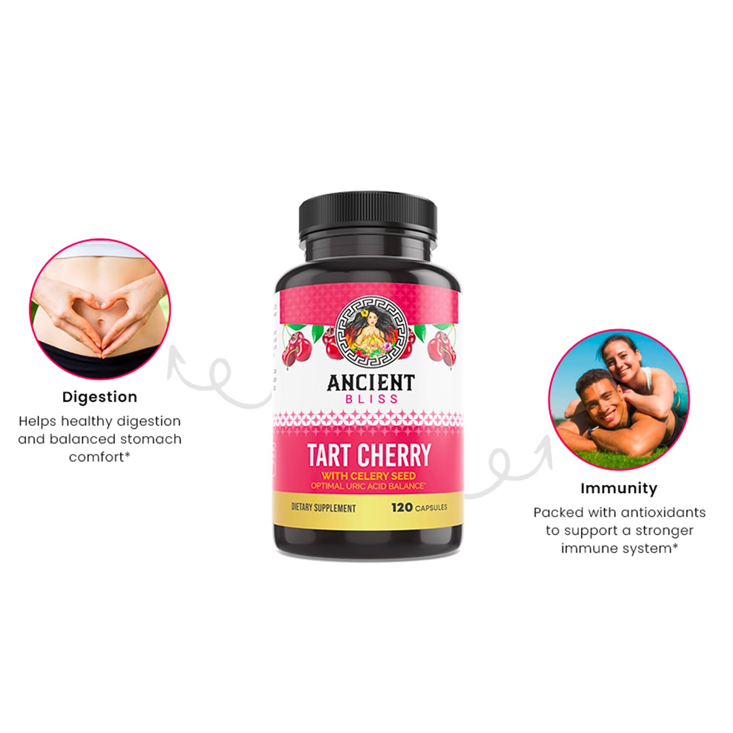 Foto 4 pulgar | Suplemento Ancient Bliss Tart Cherry 120 Cápsulas - Venta Internacional.