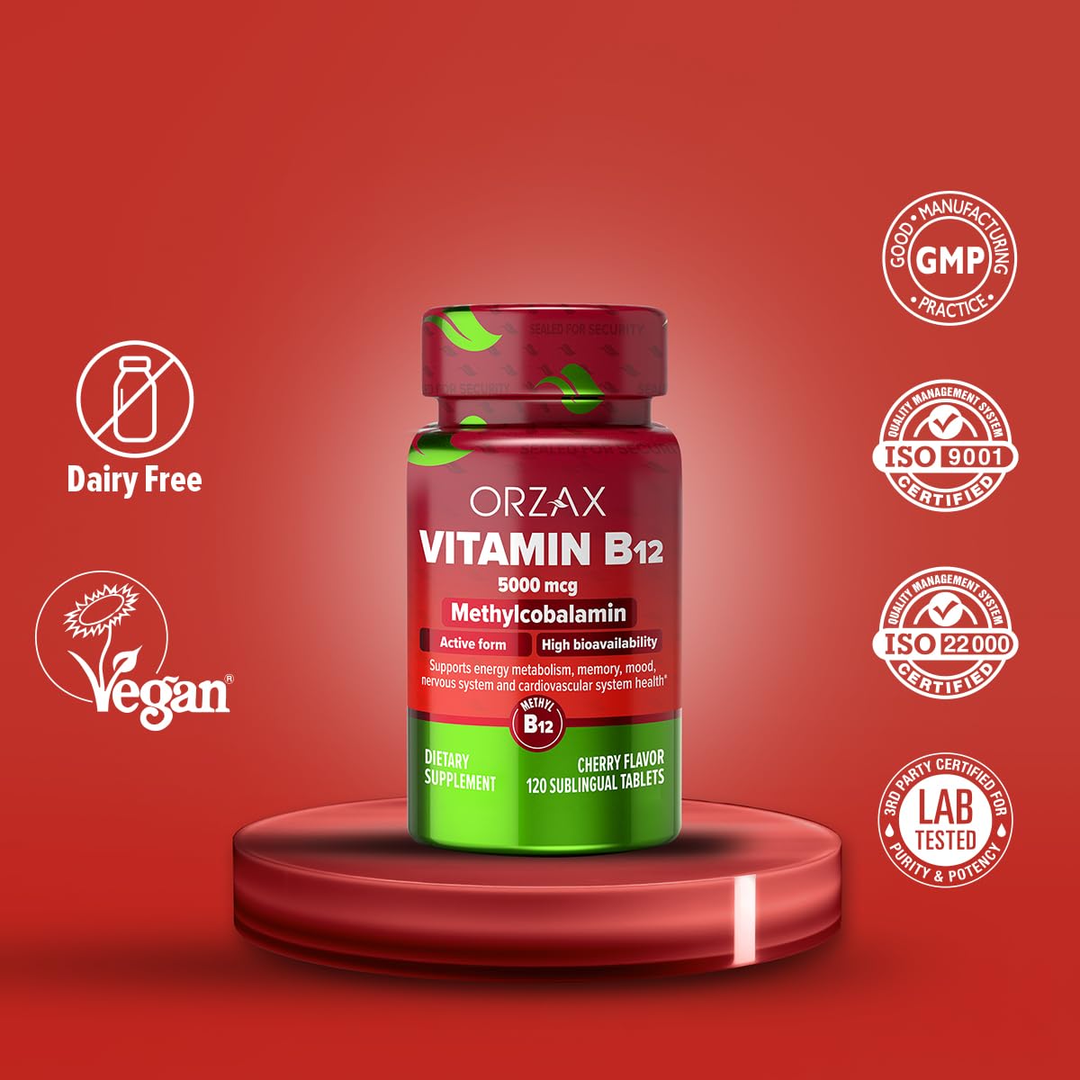 Foto 5 pulgar | Suplemento Orzax De Vitamina B12 5000 Mcg De Metilcobalamina 120 Tabletas - Venta Internacional.