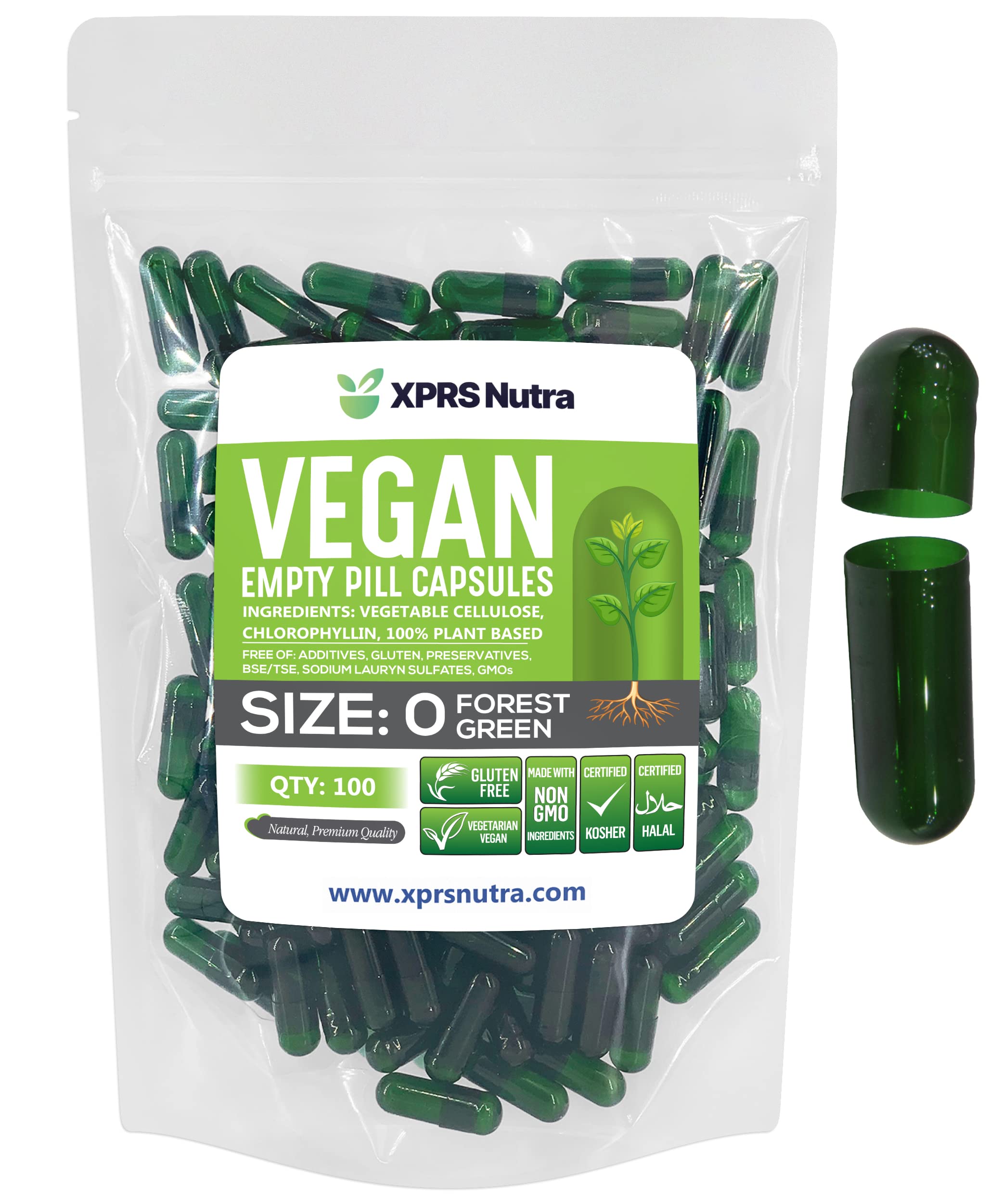 Cápsulas Vacías Xprs Nutra, Tamaño 0, 100 Unidades, Cápsulas Veganas - Venta Internacional.