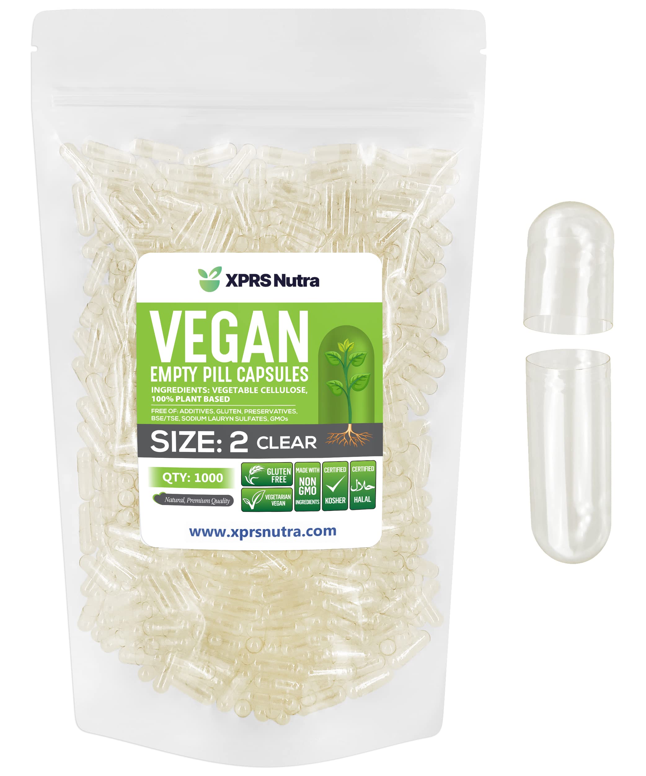 Foto 2 pulgar | Cápsulas Vacías Xprs Nutra Tamaño 2 - 1000 Cápsulas Veganas Transparentes - Venta Internacional.