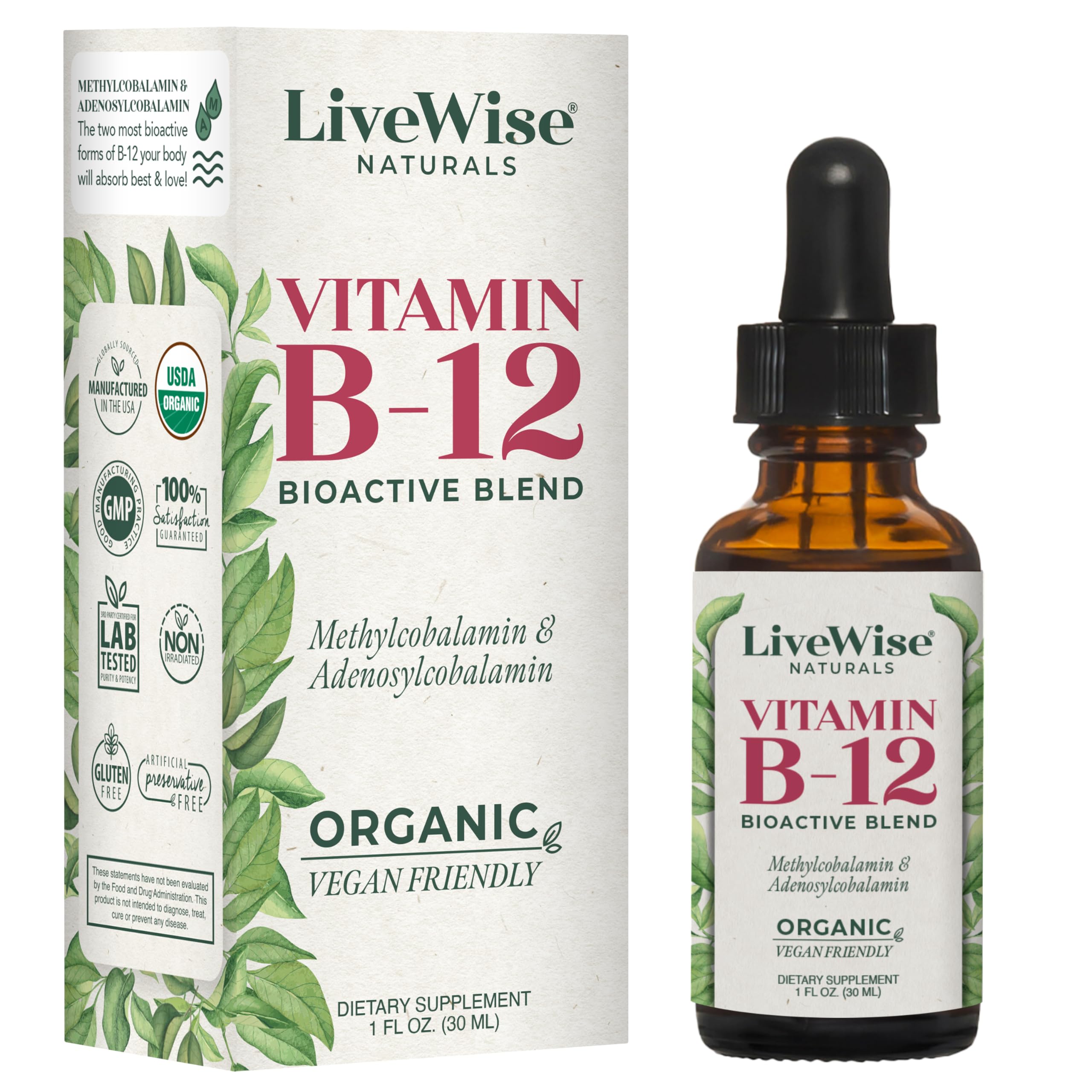 Foto 2 pulgar | Vitamina B12 Líquida Sublingual Live Wise Naturals - Venta Internacional.