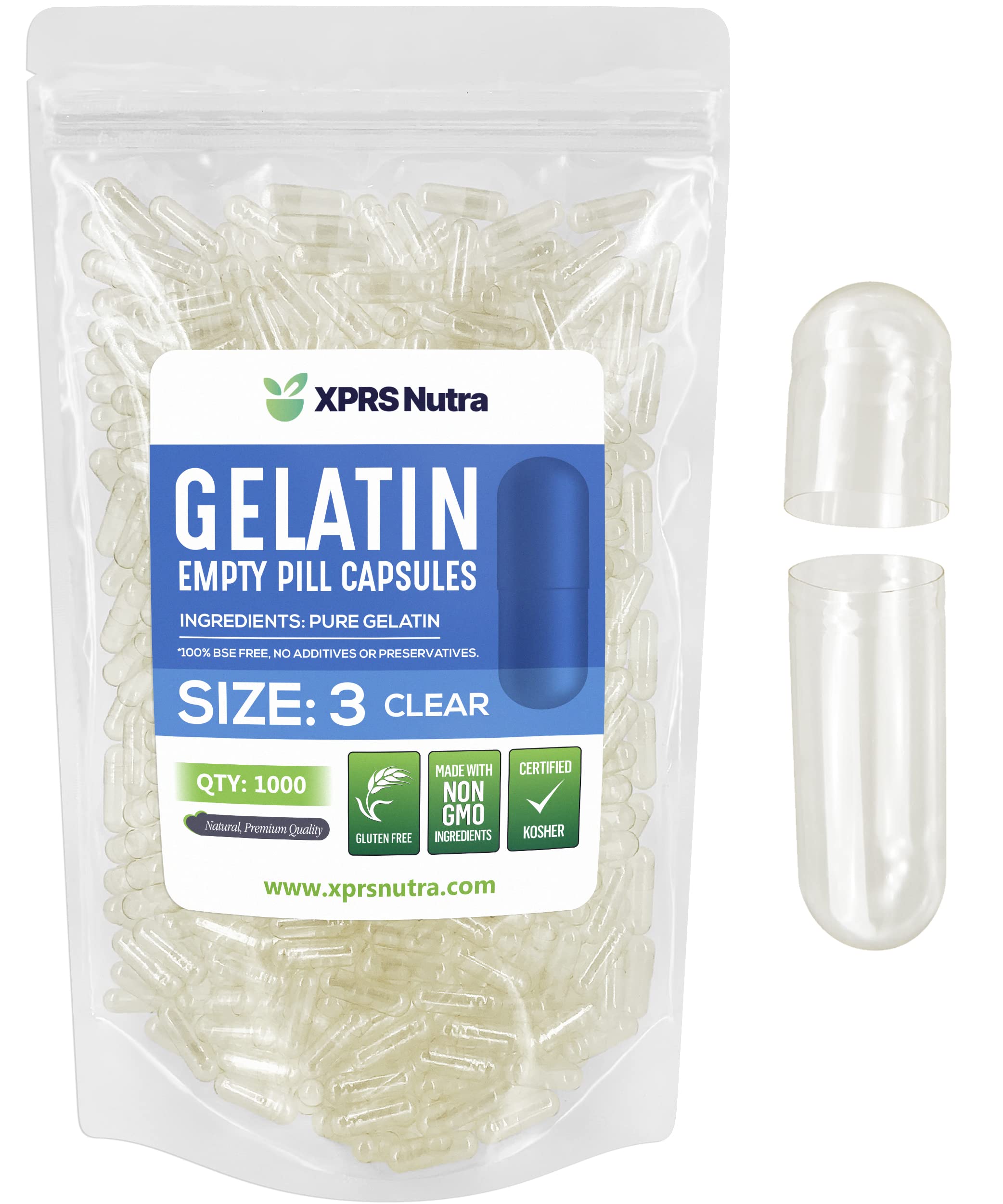 Foto 2 pulgar | Cápsulas De Gelatina Vacías Xprs Nutra, Tamaño 3, 1000 Unidades - Venta Internacional.