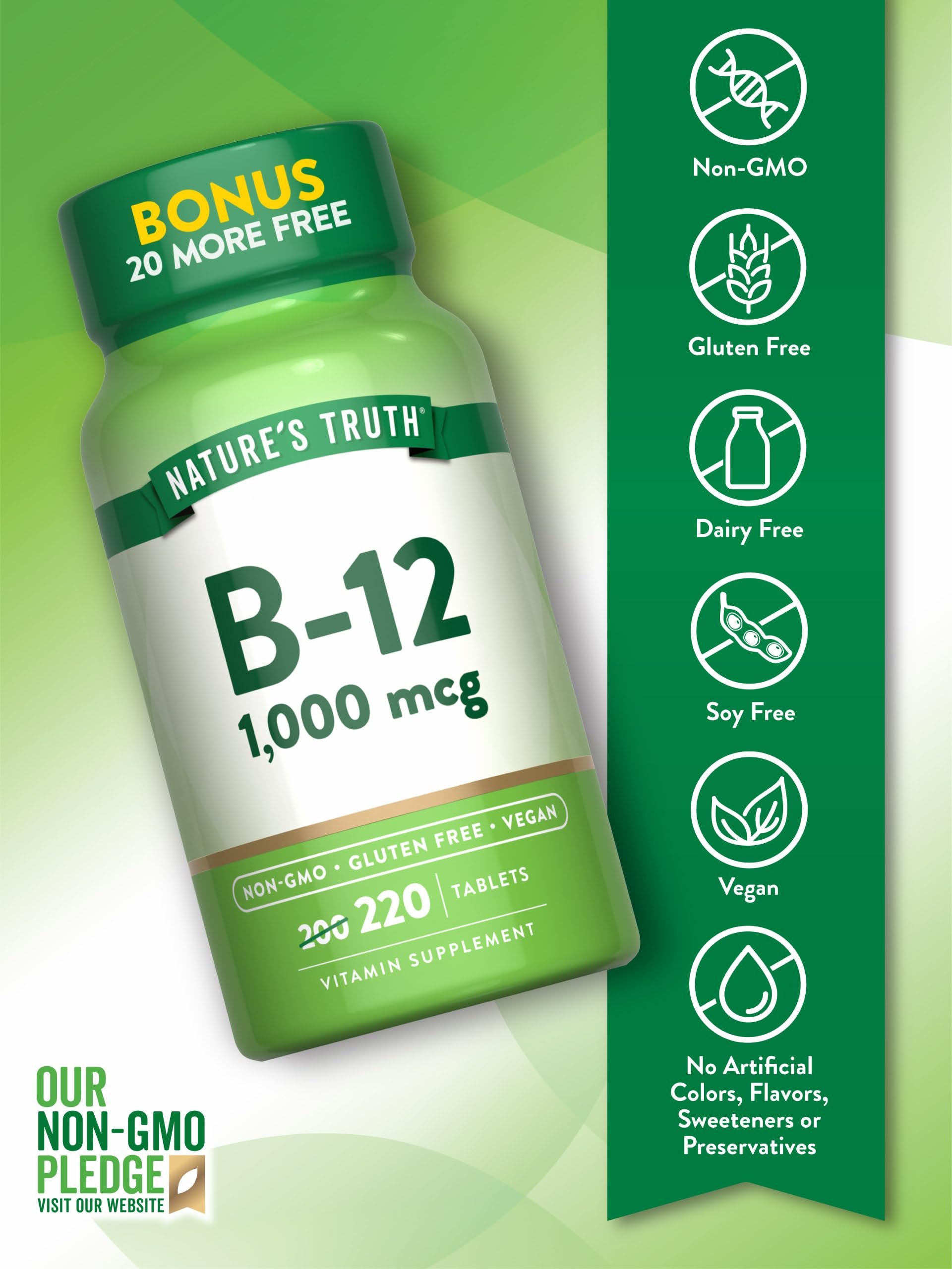 Foto 4 pulgar | Suplemento De Vitamina B12 De Nature's Truth, 1000 Mcg, 220 Tabletas - Venta Internacional.