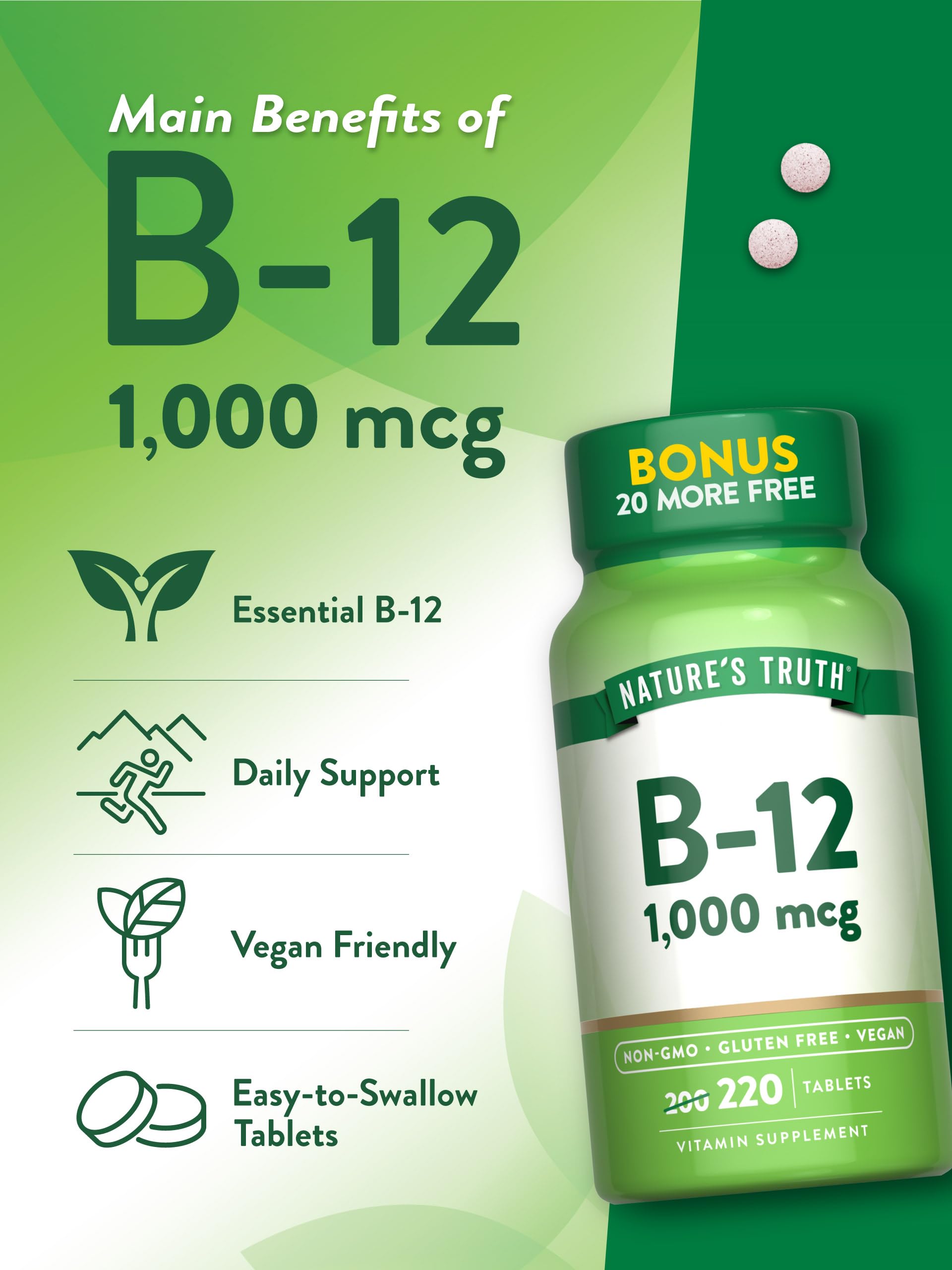 Foto 6 pulgar | Suplemento De Vitamina B12 De Nature's Truth, 1000 Mcg, 220 Tabletas - Venta Internacional.