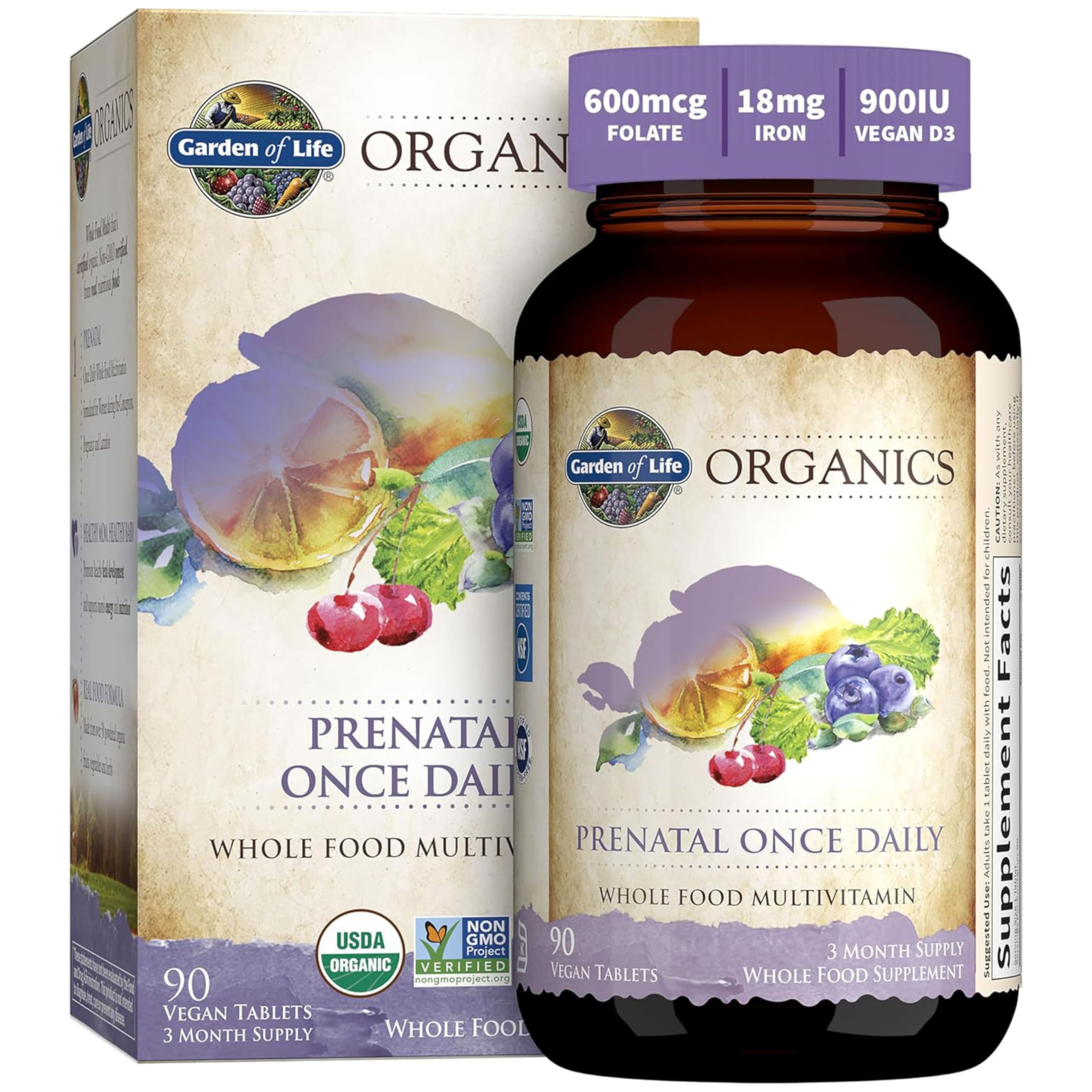 Foto 2 pulgar | Suministro Prenatal De Vitaminas Garden Of Life Organics Para 90 Días - Venta Internacional.