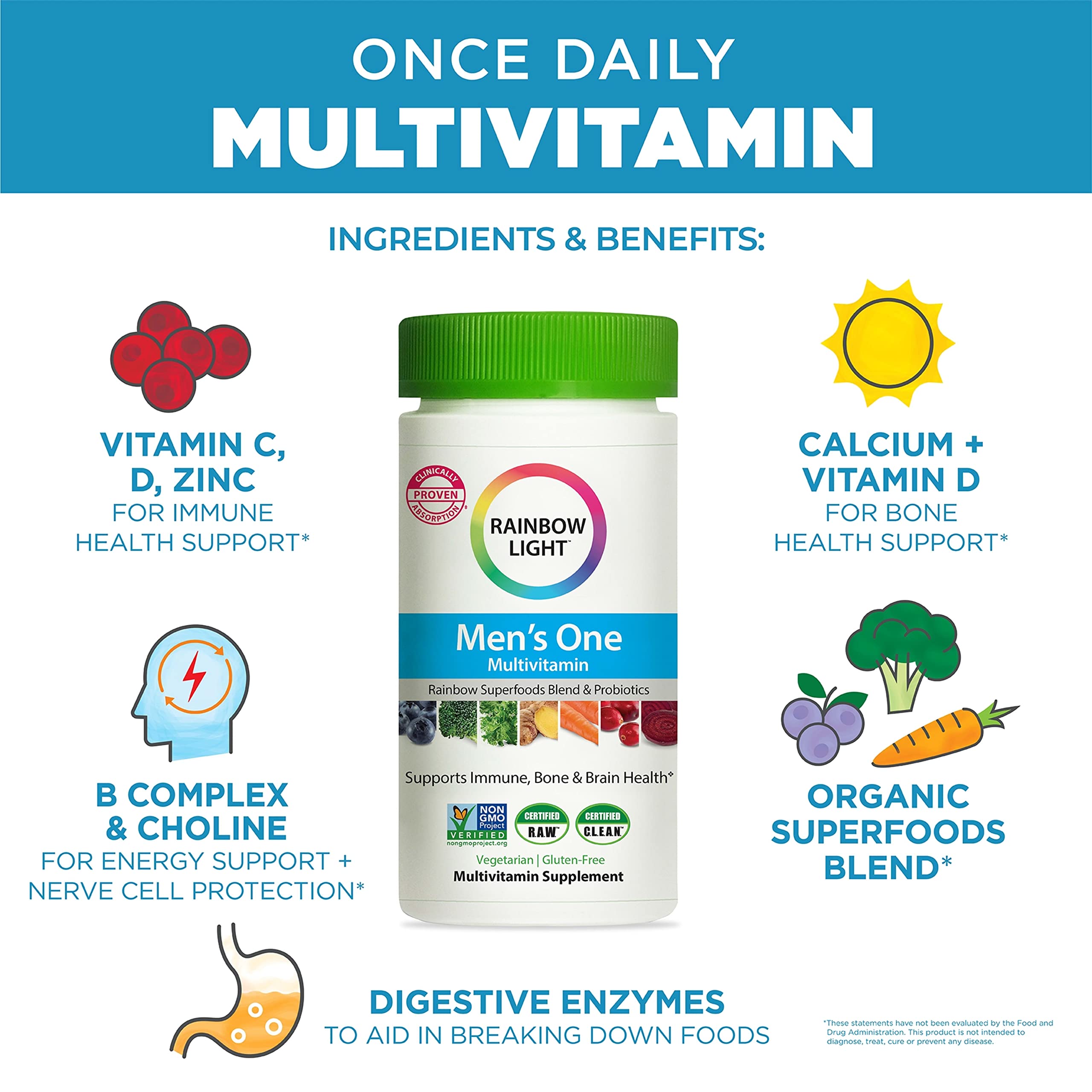 Foto 4 pulgar | Multivitamínico Rainbow Light Para Hombres Con Vitamina C, D Y Zinc 120 Comprimidos - Venta Internacional.