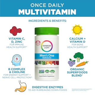Foto 3 | Multivitamínico Rainbow Light Para Hombres Con Vitamina C, D Y Zinc 120 Comprimidos - Venta Internacional.