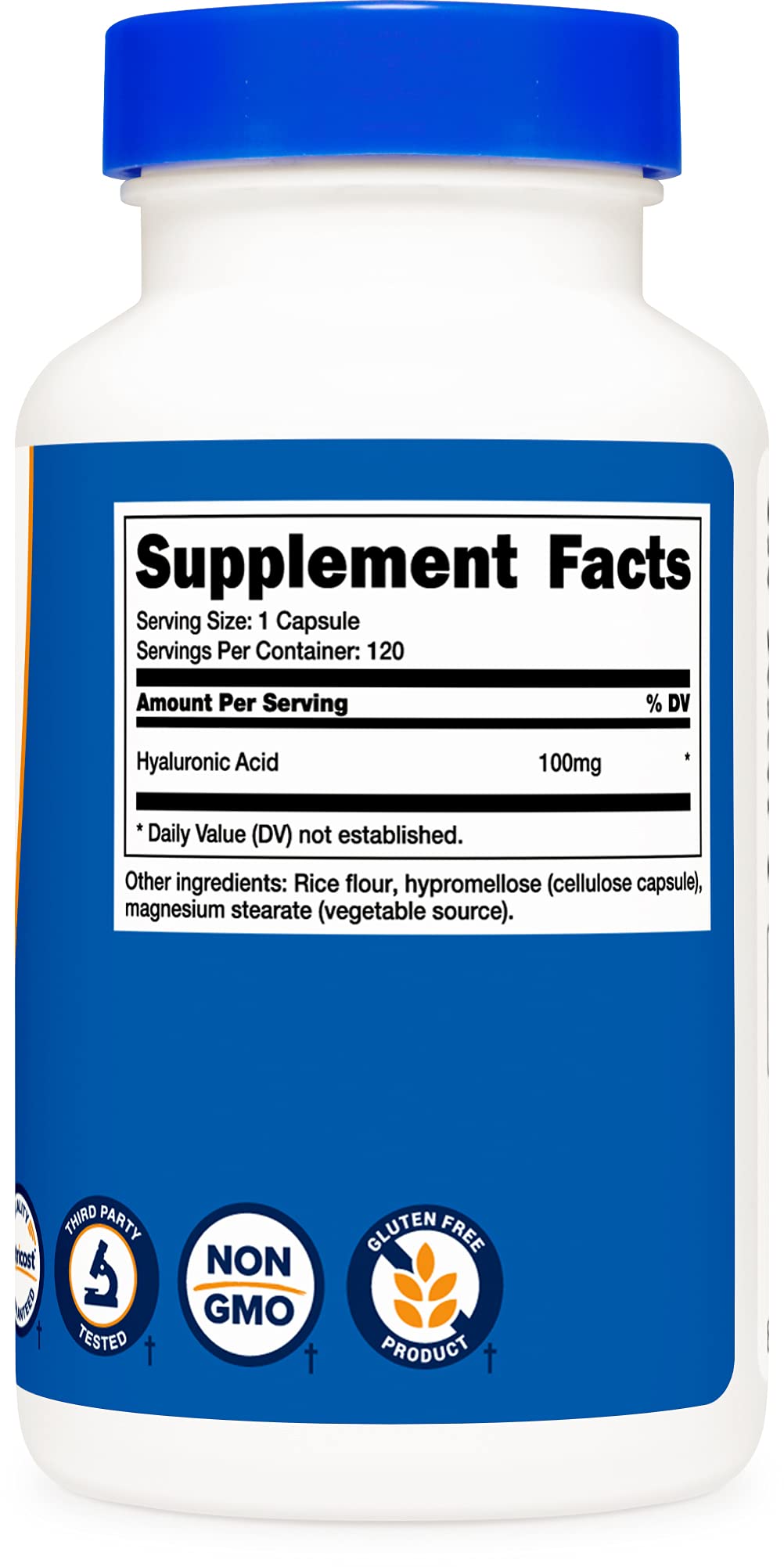 Foto 5 pulgar | Suplemento De Ácido Hialurónico Nutricost 100 Mg 120 Cápsulas - Venta Internacional.