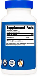 Foto 4 | Suplemento De Ácido Hialurónico Nutricost 100 Mg 120 Cápsulas - Venta Internacional.