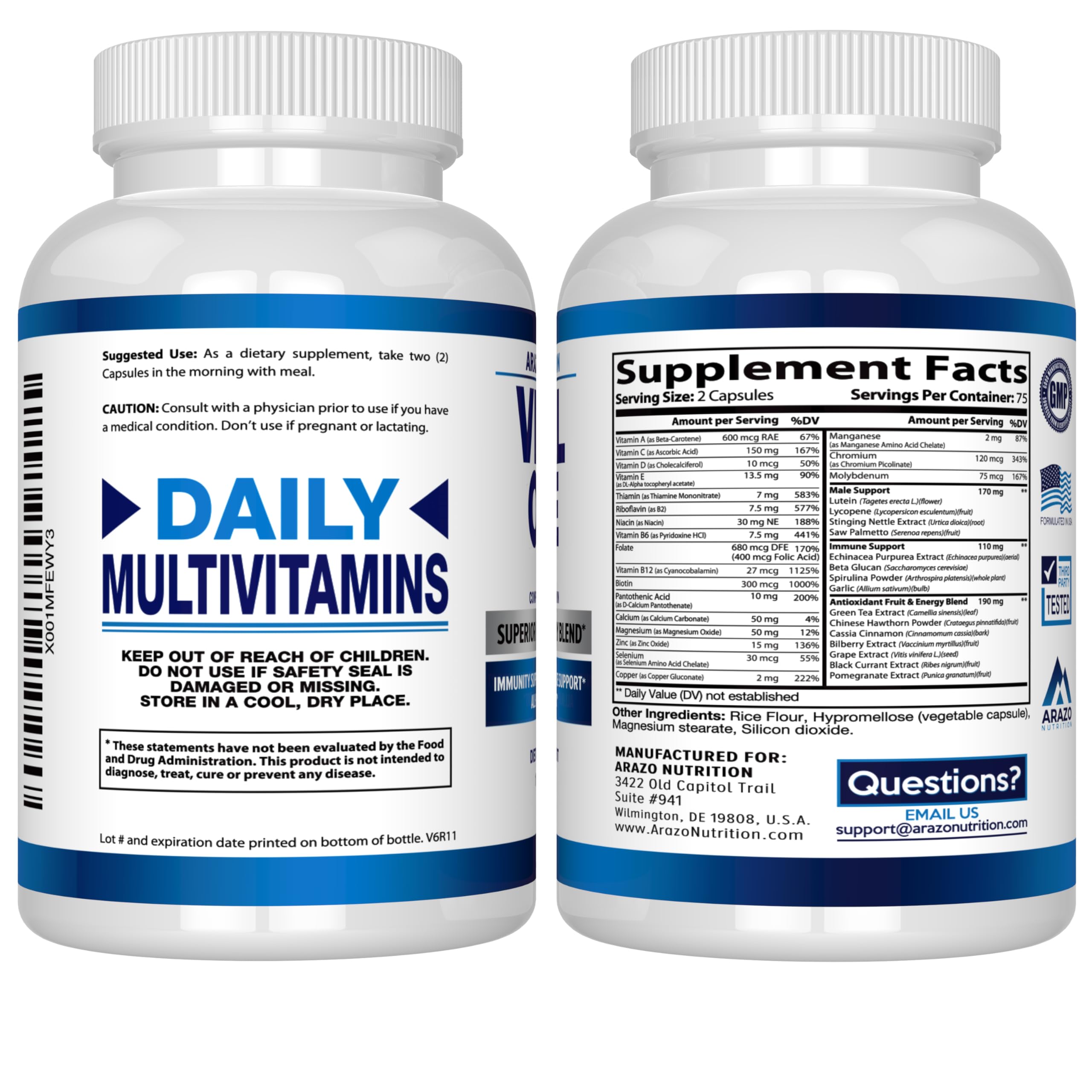 Foto 4 pulgar | Suplemento Multivitamínico Vital One De Arazo Nutrition Para Hombres - Venta Internacional.